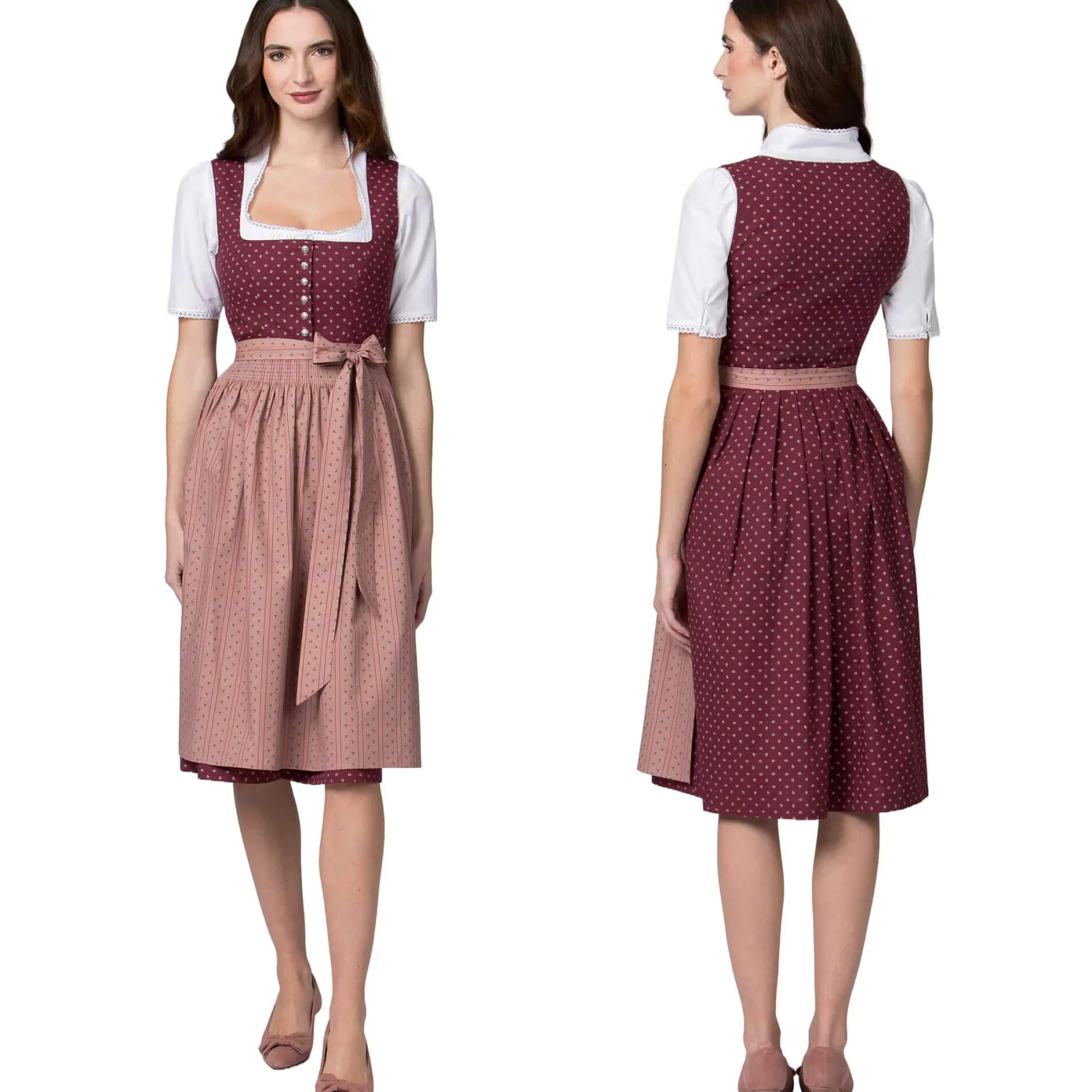 Zillertaler Trachtenwelt Damen Dirndl "Gina", Bordeaux- Rosa Fashion