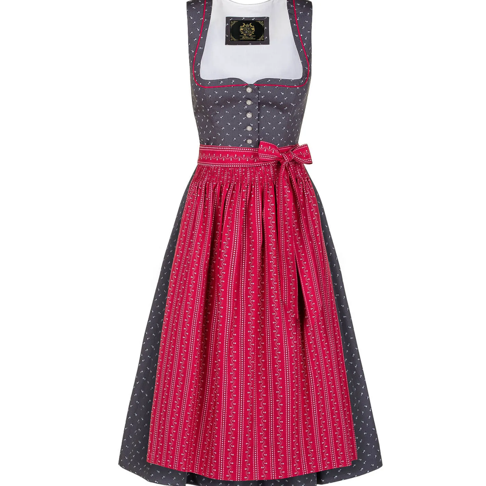 Zillertaler Trachtenwelt Damen Dirndl “Marlene”, -Rot Grau New