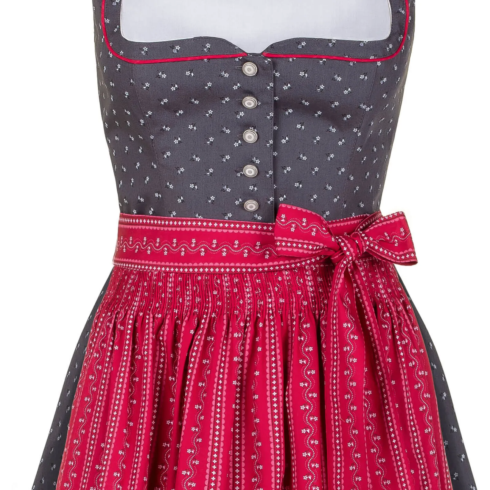 Zillertaler Trachtenwelt Damen Dirndl “Marlene”, -Rot Grau New