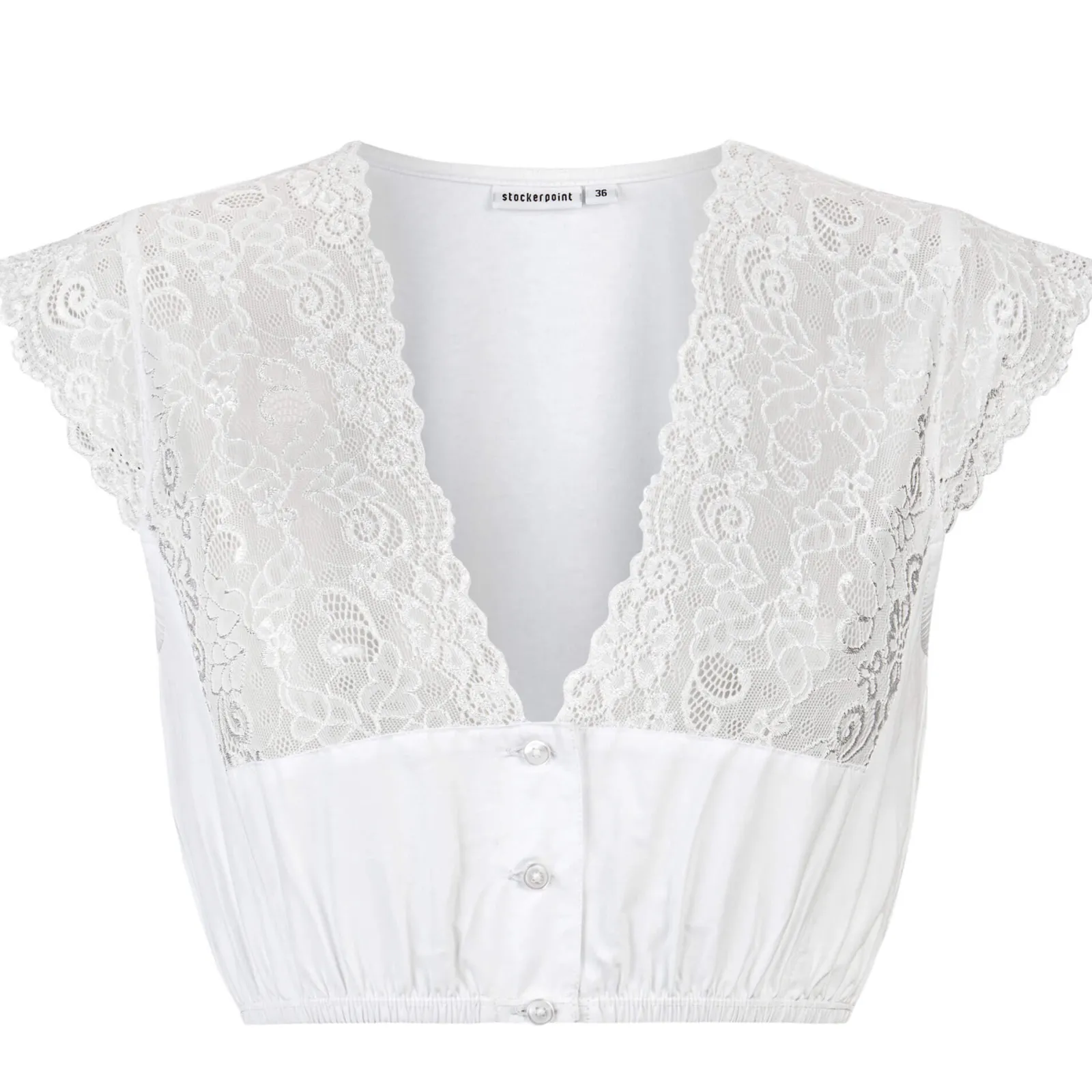 Zillertaler Trachtenwelt Damen Dirndlbluse "Aveline", Kurzarm, Weiß Discount