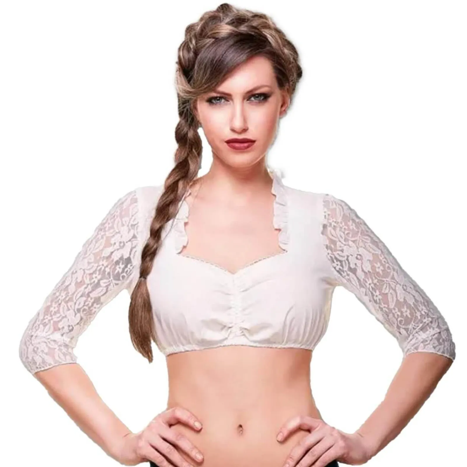 Zillertaler Trachtenwelt Damen Dirndlbluse "Mirelle", Creme Beige Store