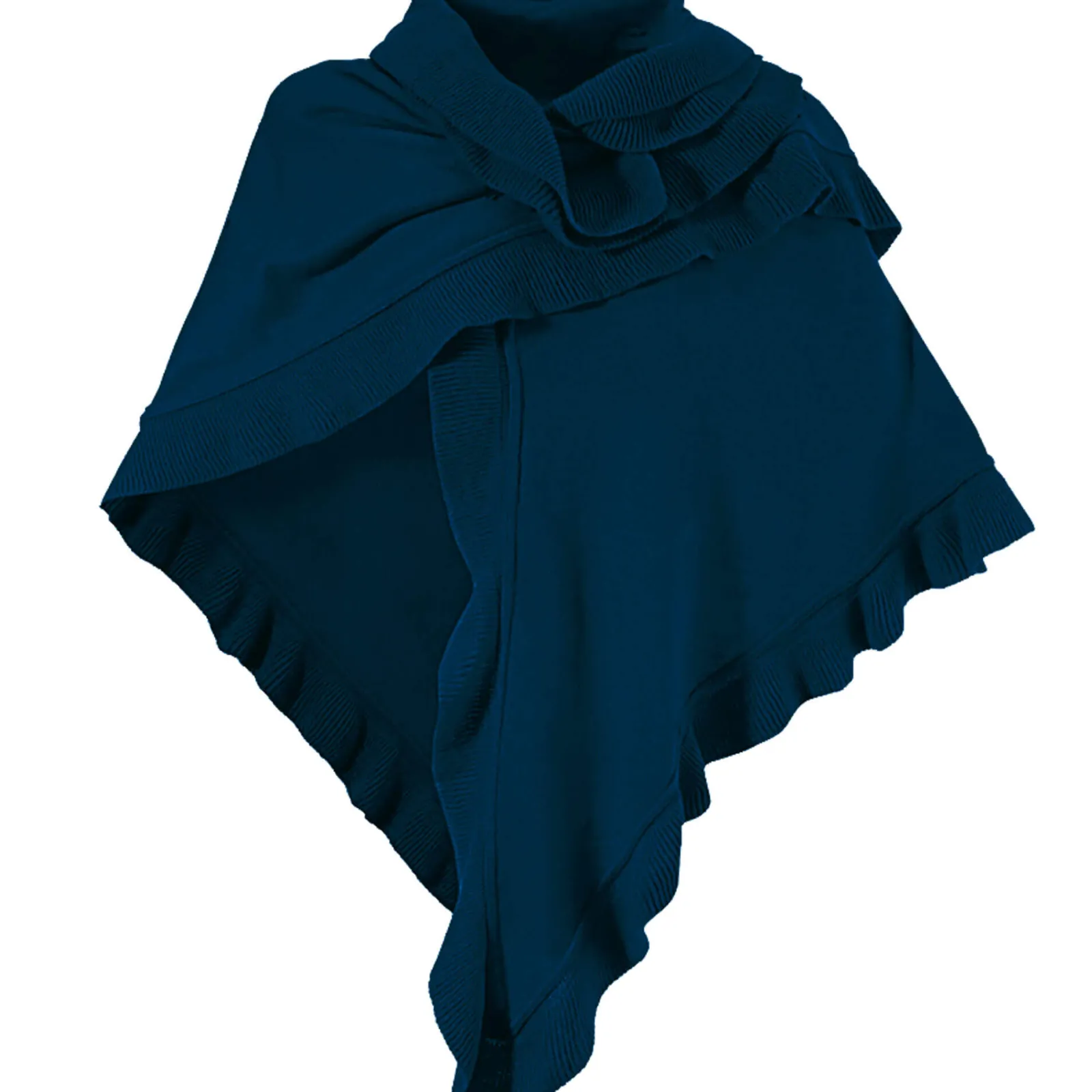 Zillertaler Trachtenwelt Damen Dreieck Rüschen Poncho, Dunkelblau Clearance