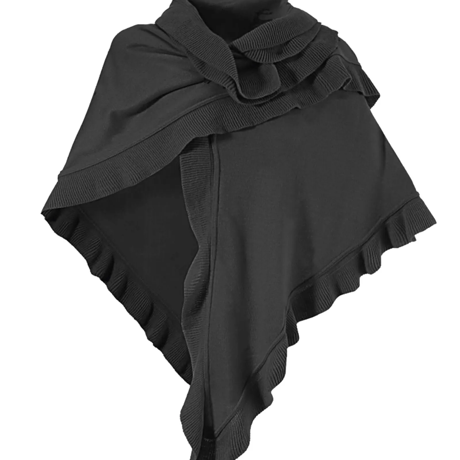 Zillertaler Trachtenwelt Damen Dreieck Rüschen Poncho, Grau Store