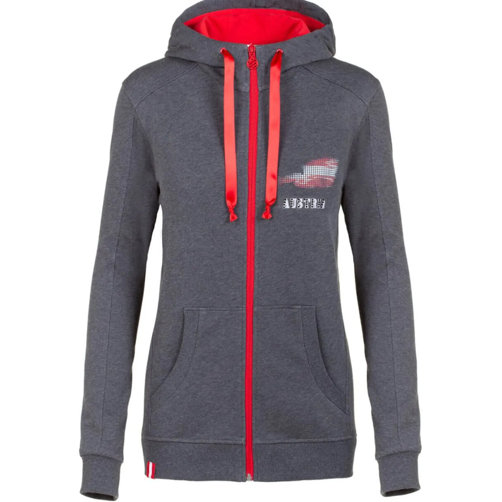 Zillertaler Trachtenwelt Damen Hoodie-Jacke "Austria", Dunkel Grau Cheap
