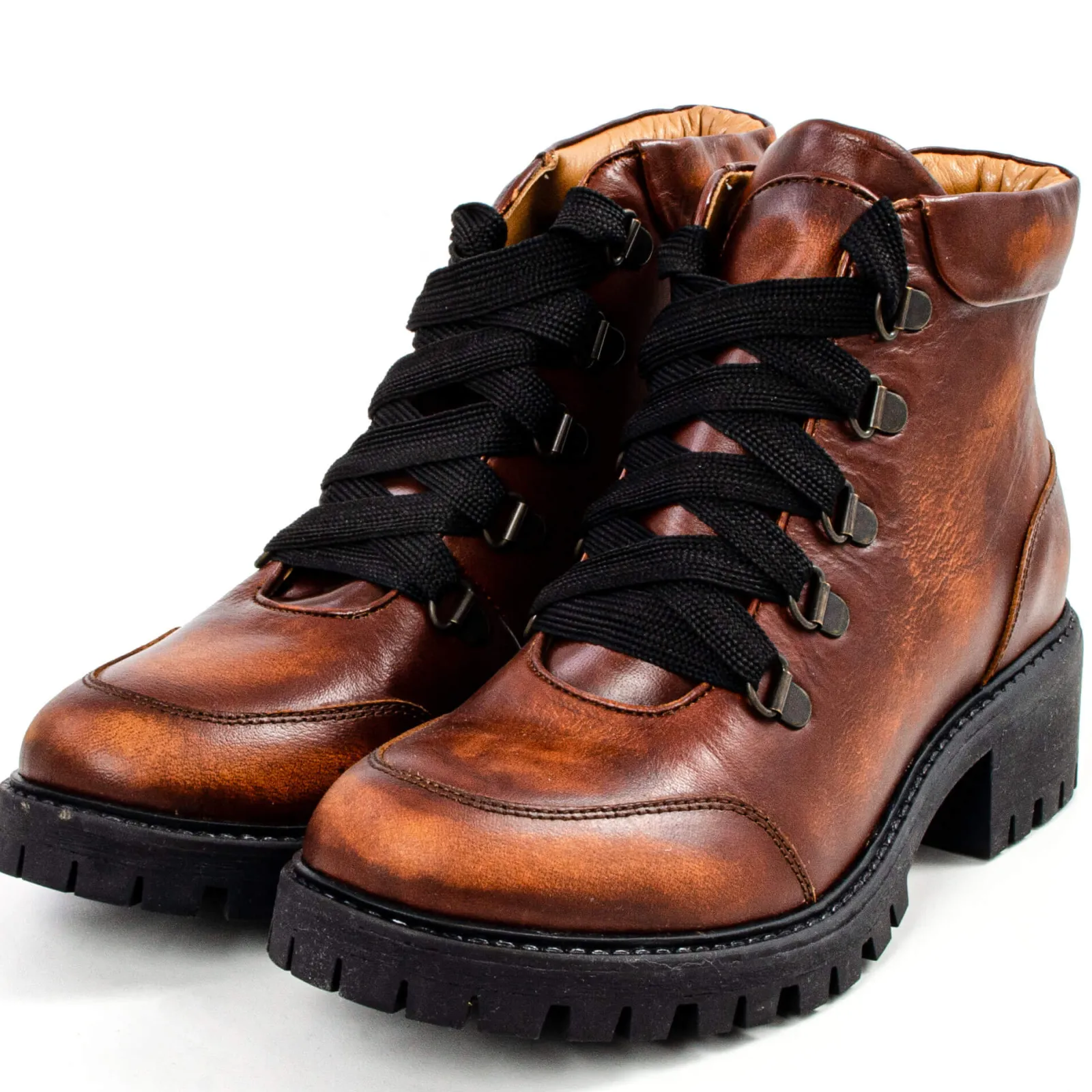 Zillertaler Trachtenwelt Damen Leder-Boots "606", Cognac Braun Online