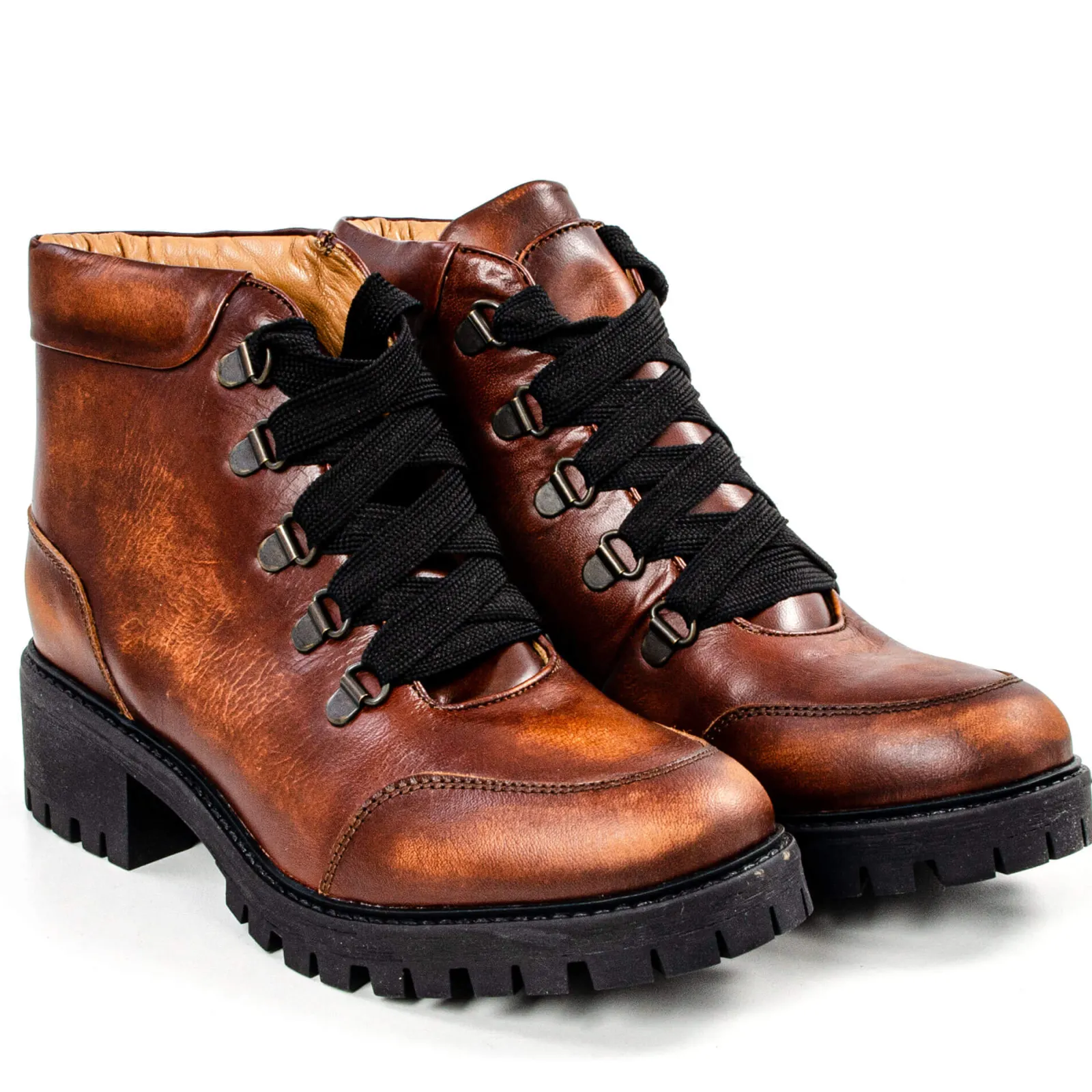 Zillertaler Trachtenwelt Damen Leder-Boots "606", Cognac Braun Online