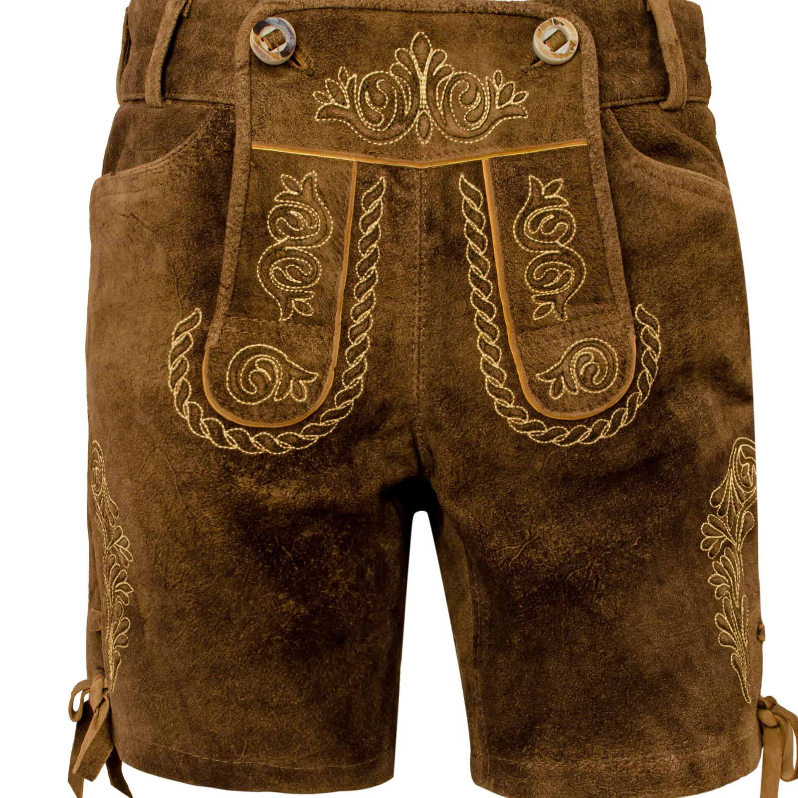 Zillertaler Trachtenwelt Damen Lederhose "Babsi", Goat-Antik Suede Braun Best