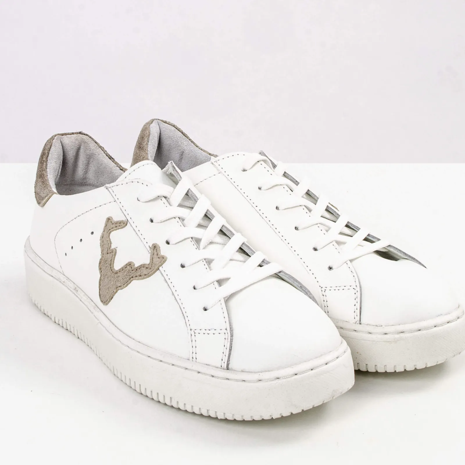 Zillertaler Trachtenwelt Damen Leder-Sneaker "Sandy", Weiss Weiß Discount