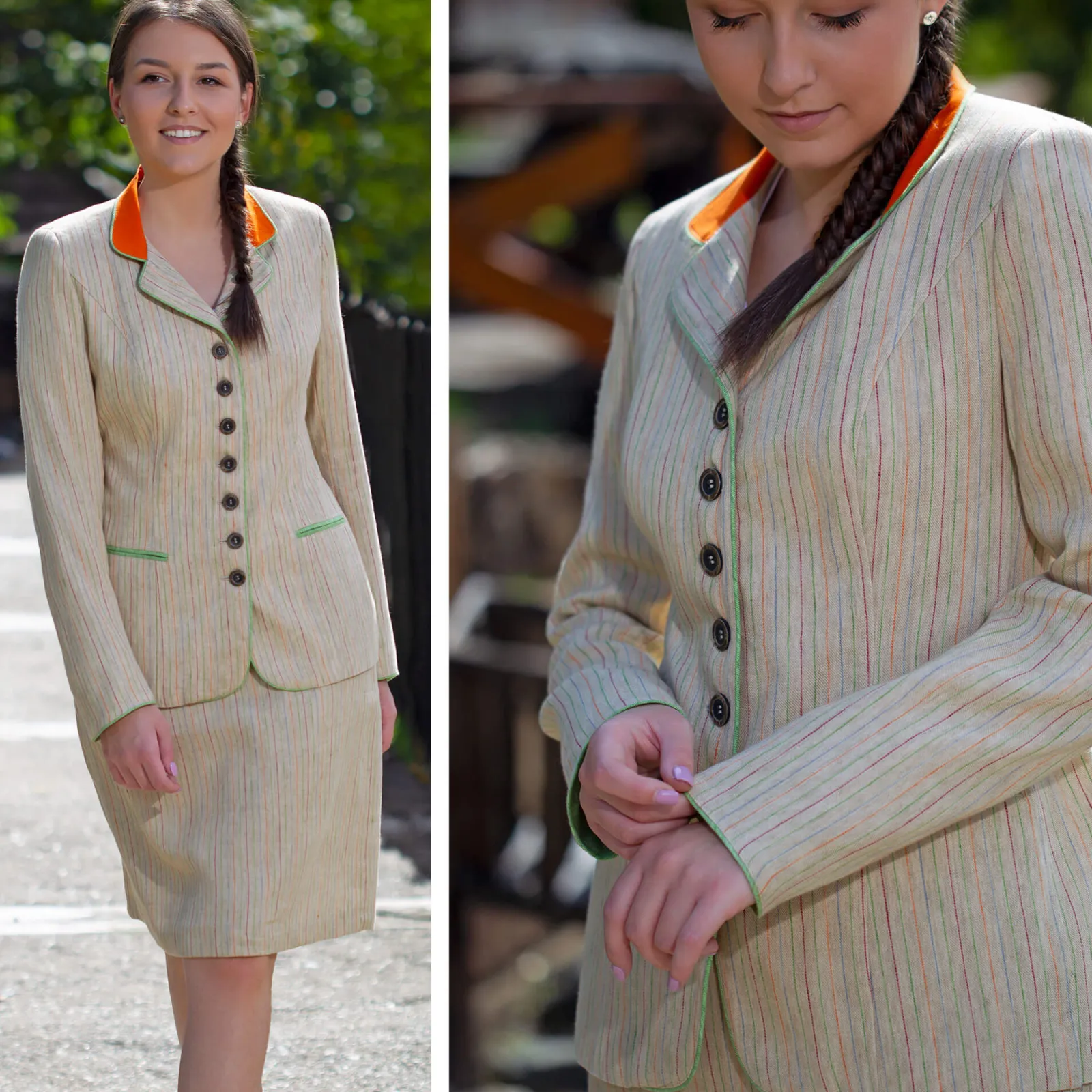 Zillertaler Trachtenwelt Damen Leinenblazer "Ronja", Sand Beige Fashion