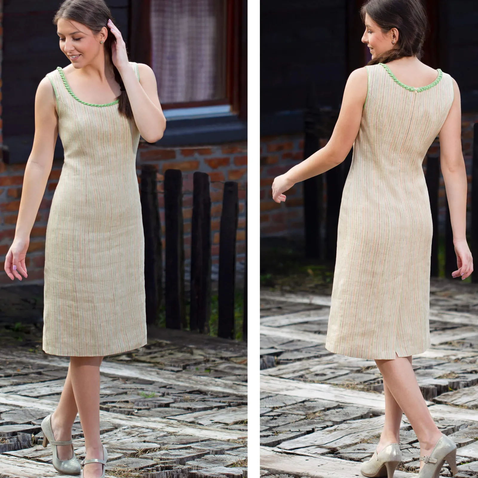 Zillertaler Trachtenwelt Damen Leinenkleid "Nora", Sand Beige Store