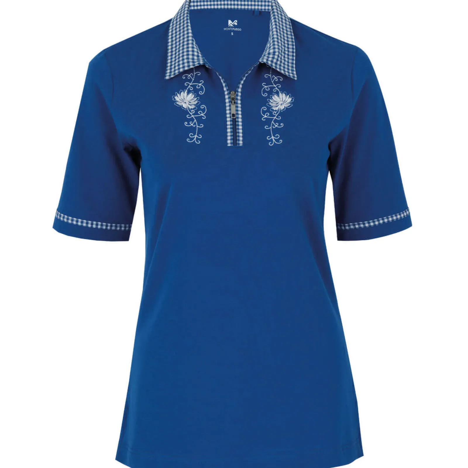 Zillertaler Trachtenwelt Damen Polo "Isabella", Blau Store