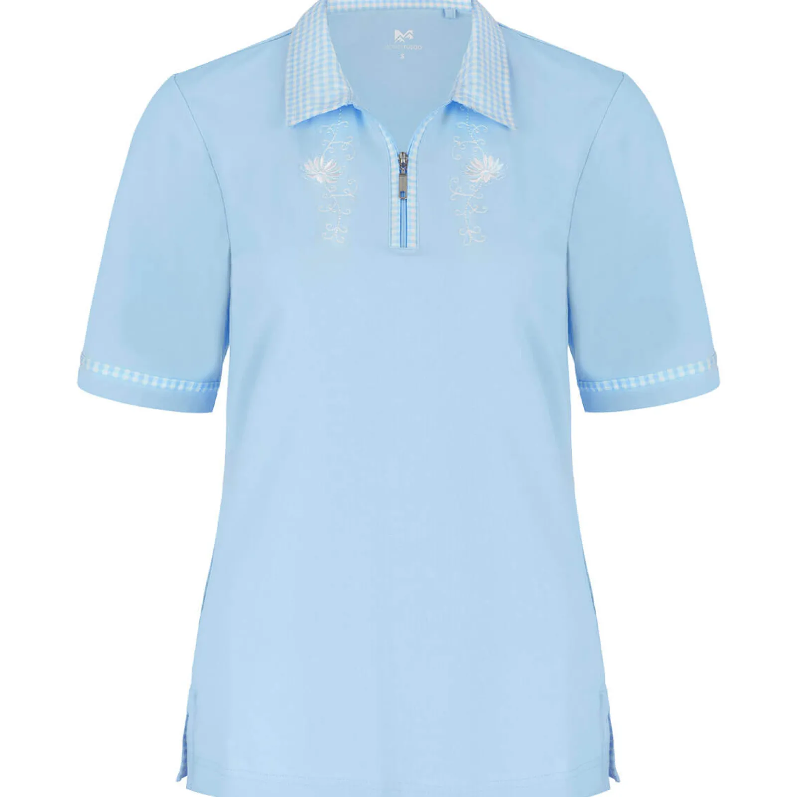 Zillertaler Trachtenwelt Damen Polo "Isabella", Hell Blau Flash Sale