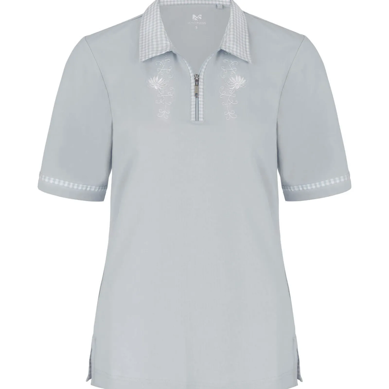 Zillertaler Trachtenwelt Damen Polo "Isabella", Hell Grau New