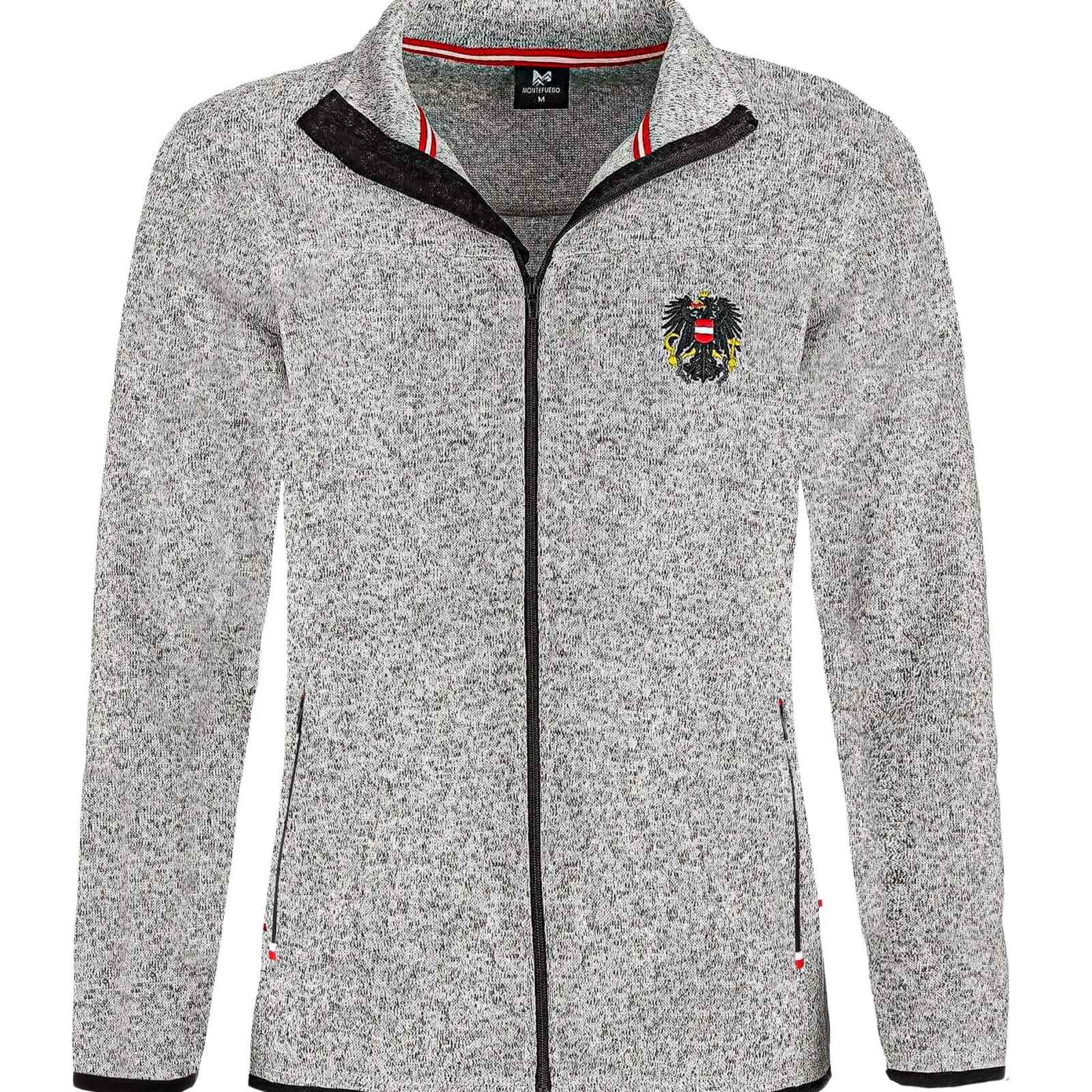 Zillertaler Trachtenwelt Damen Strickfleece Jacke "Österreich", Hell Grau Best