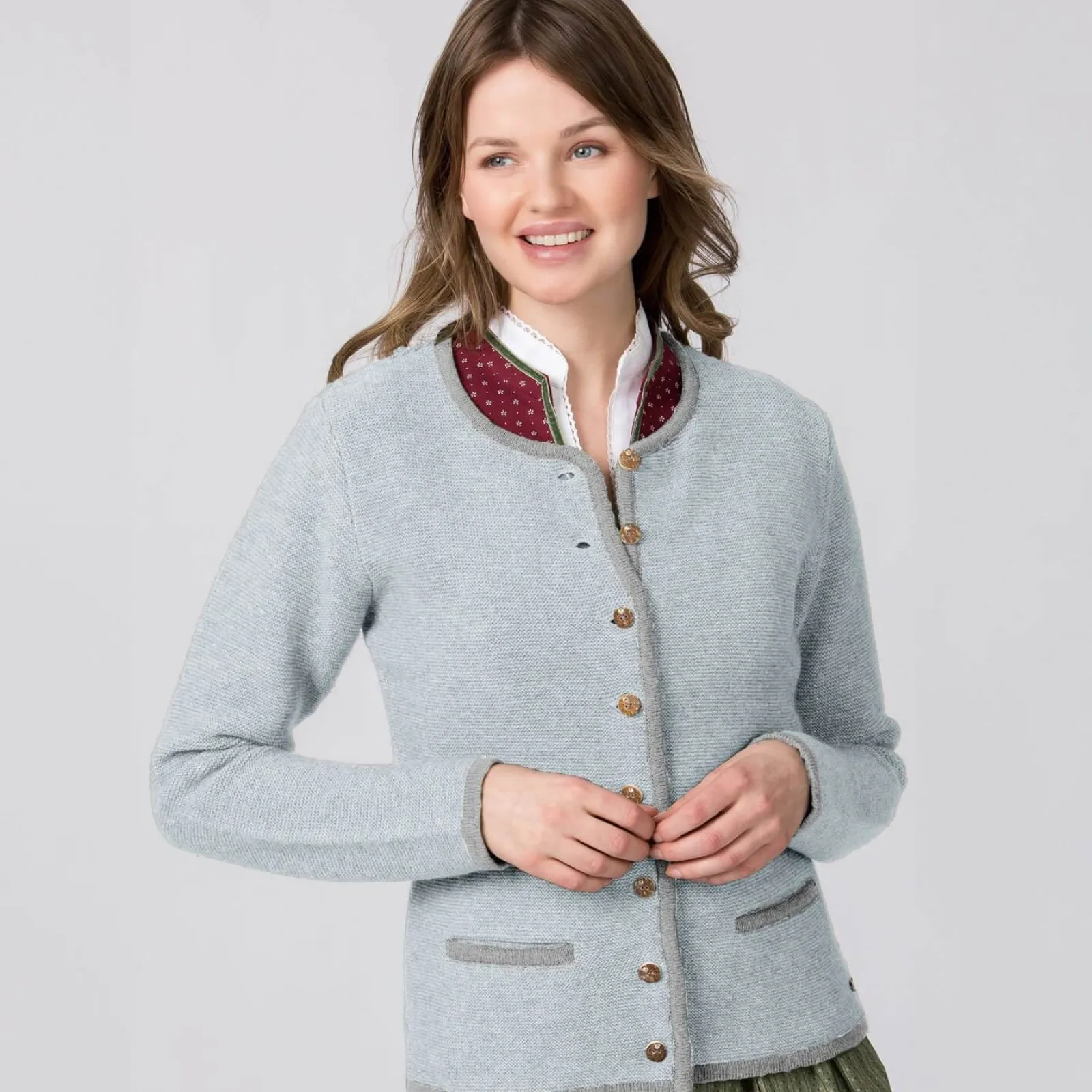Zillertaler Trachtenwelt Damen Strickjacke "Caro", Hell Blau Clearance