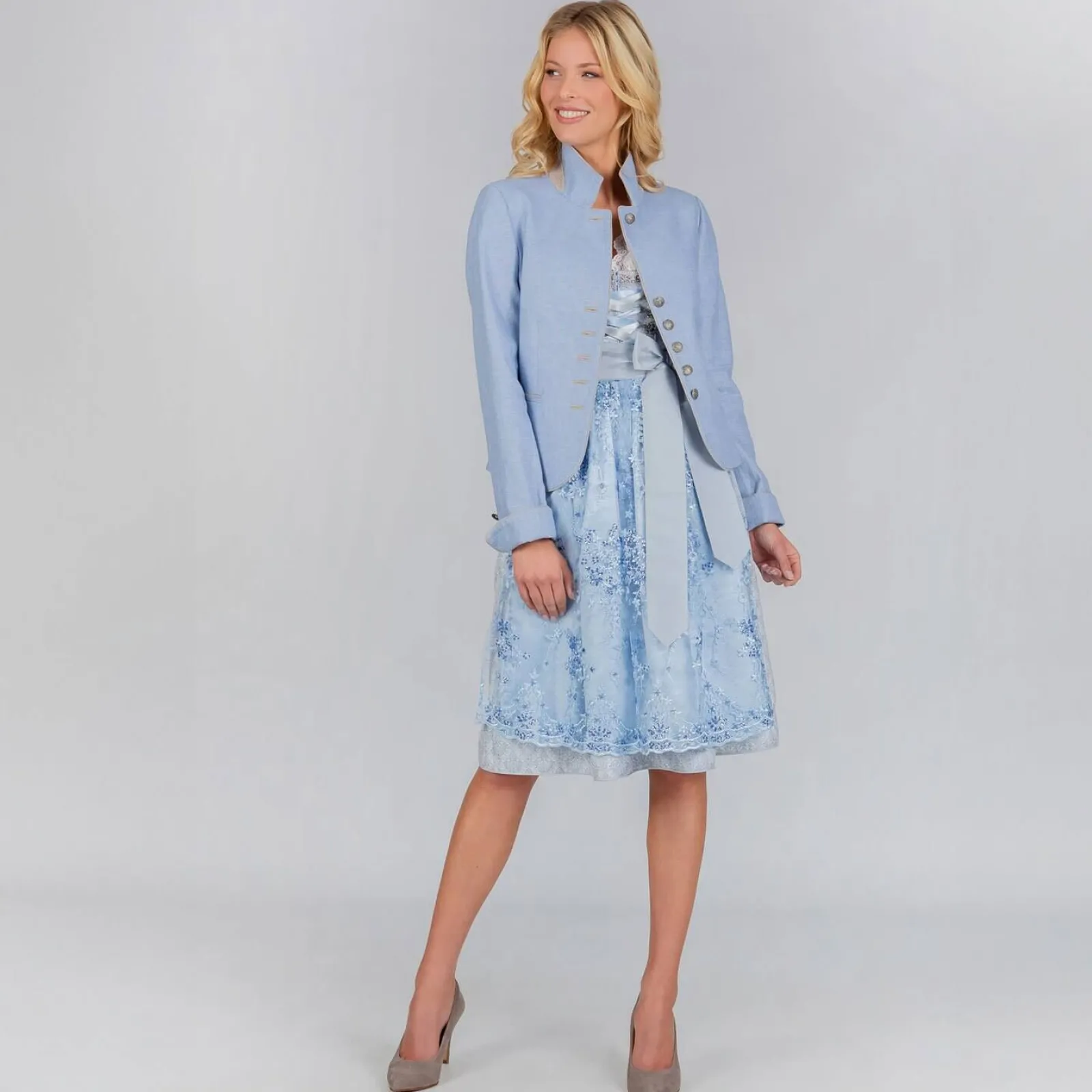 Zillertaler Trachtenwelt Damen Trachtenjacke "Giulietta", Hell Blau Hot