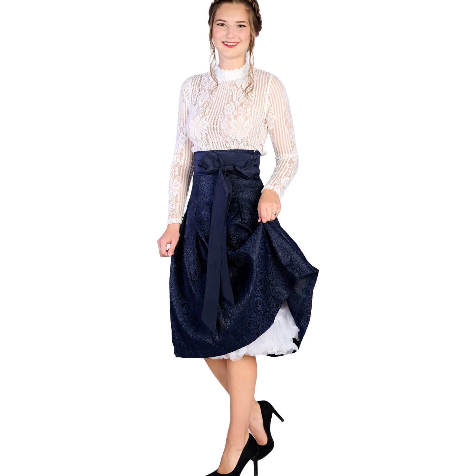Zillertaler Trachtenwelt Damen Trachtenrock "Tanja", Blau Flash Sale