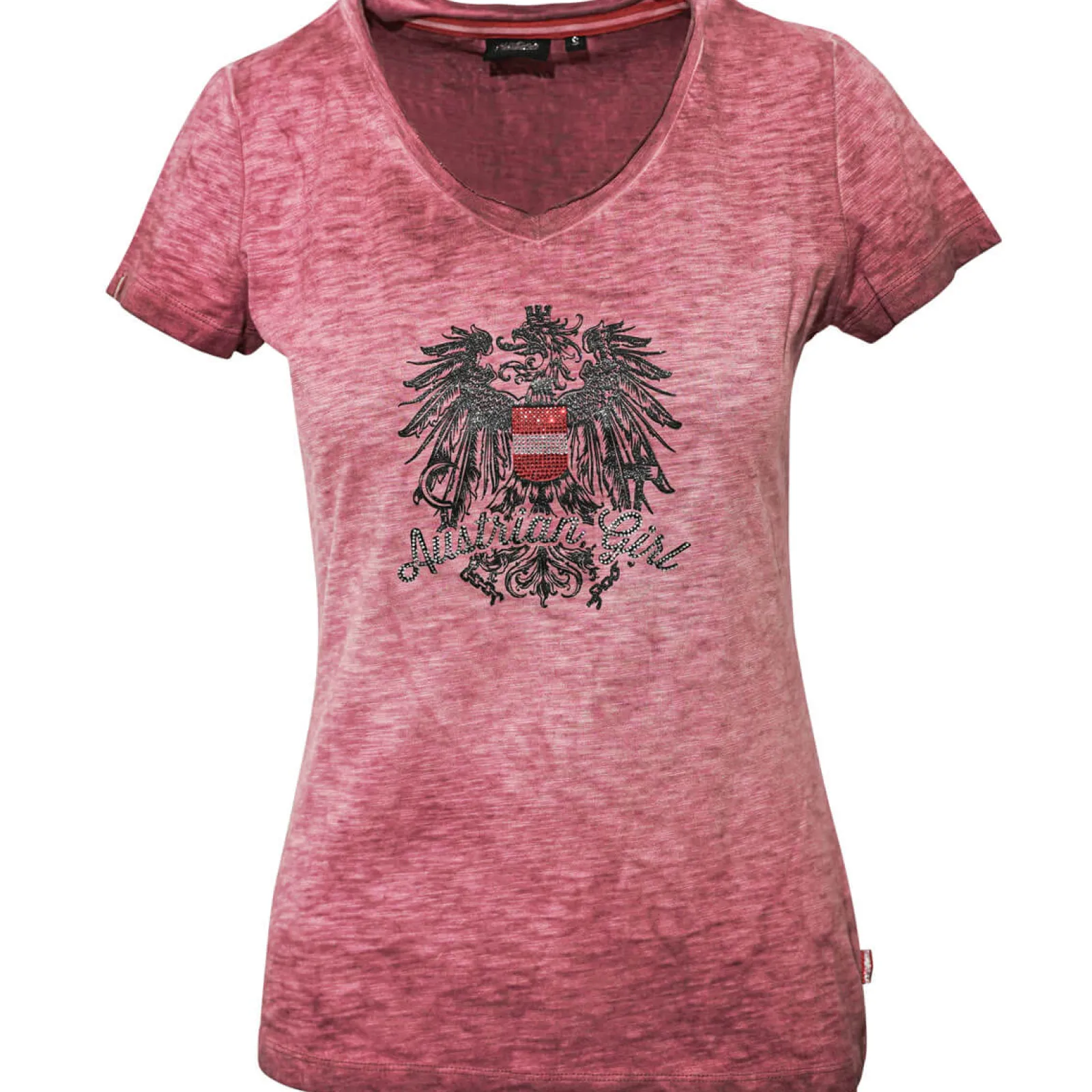 Zillertaler Trachtenwelt Damen T-Shirt "Austrian Girl", Rot Best