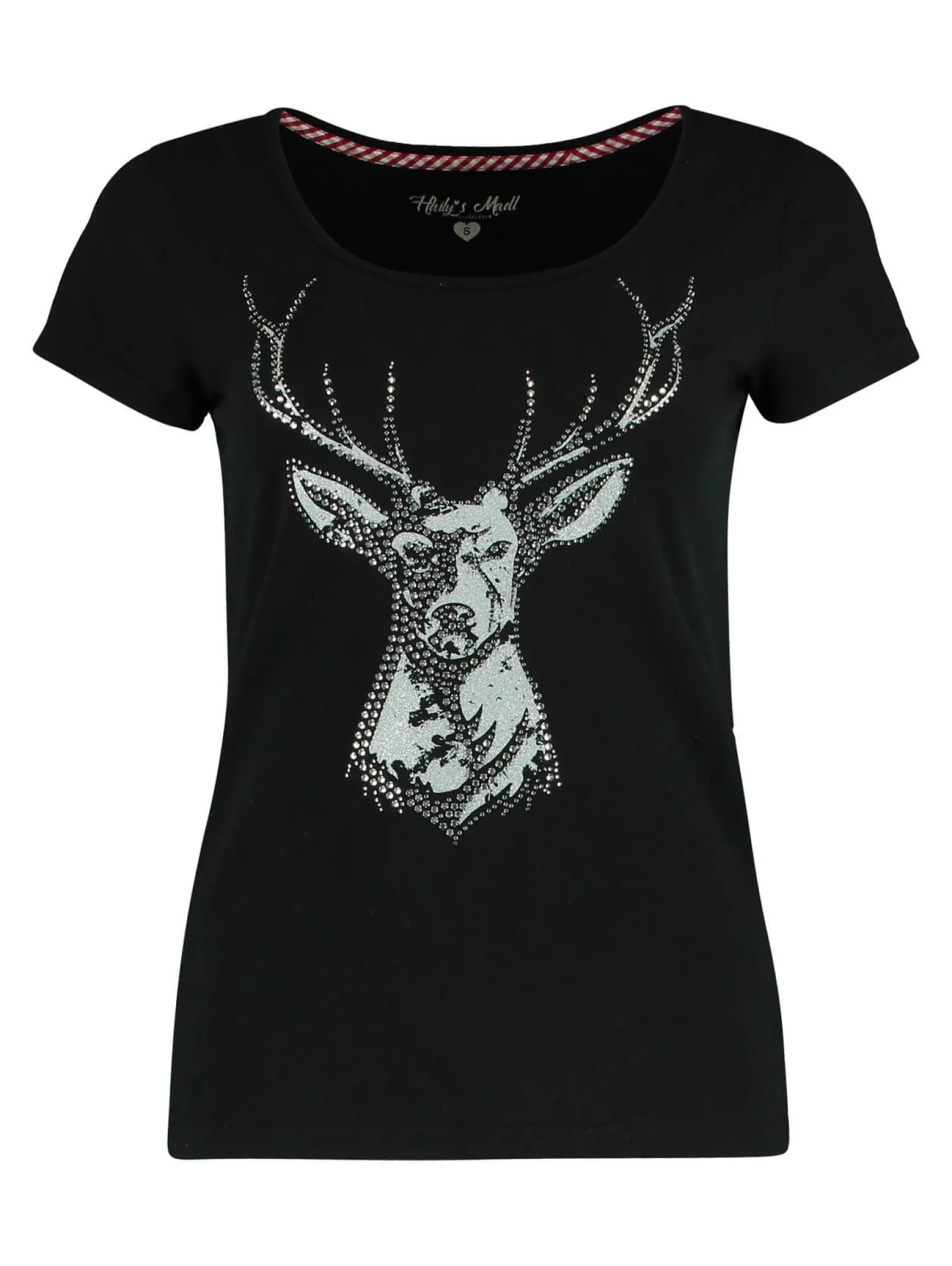 Zillertaler Trachtenwelt Damen T-Shirt "Hirsch", mit Glitzer Schwarz Online