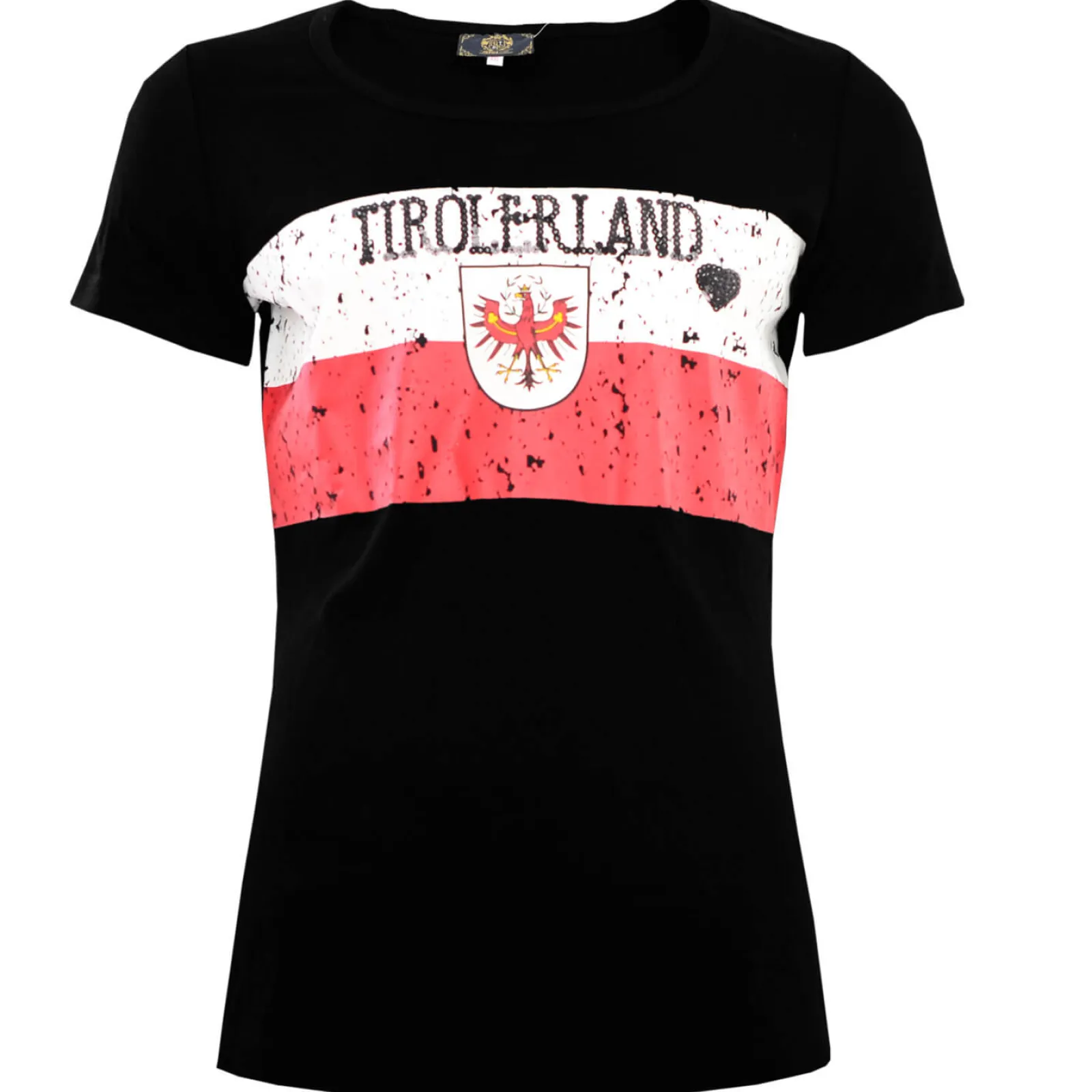 Zillertaler Trachtenwelt Damen T-Shirt "Tirolerland", Schwarz Hot