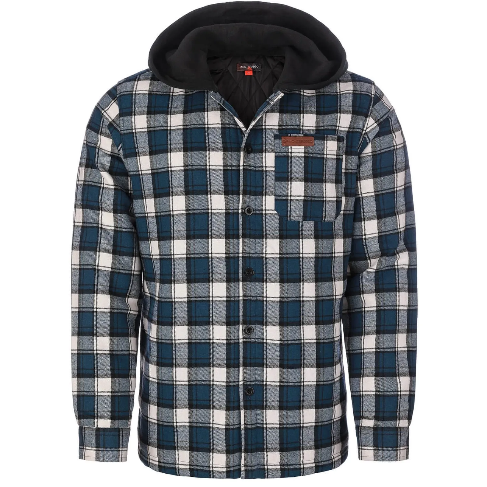 Zillertaler Trachtenwelt Herren Flanelljacke "Karo" mit Kapuze, -Weiß Blau New