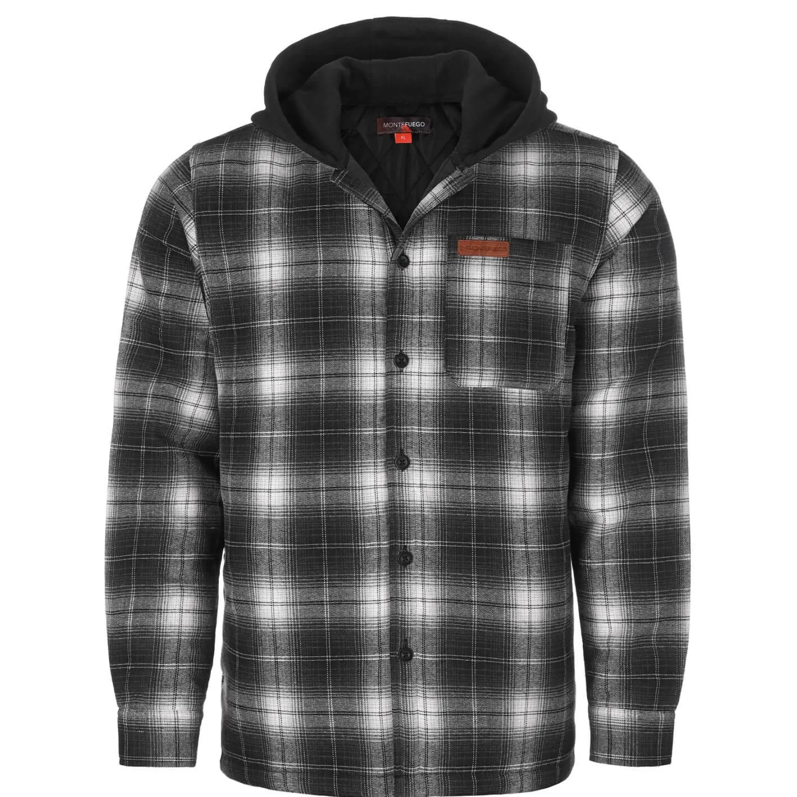Zillertaler Trachtenwelt Herren Flanelljacke "Karo" mit Kapuze, -Weiß Schwarz Cheap