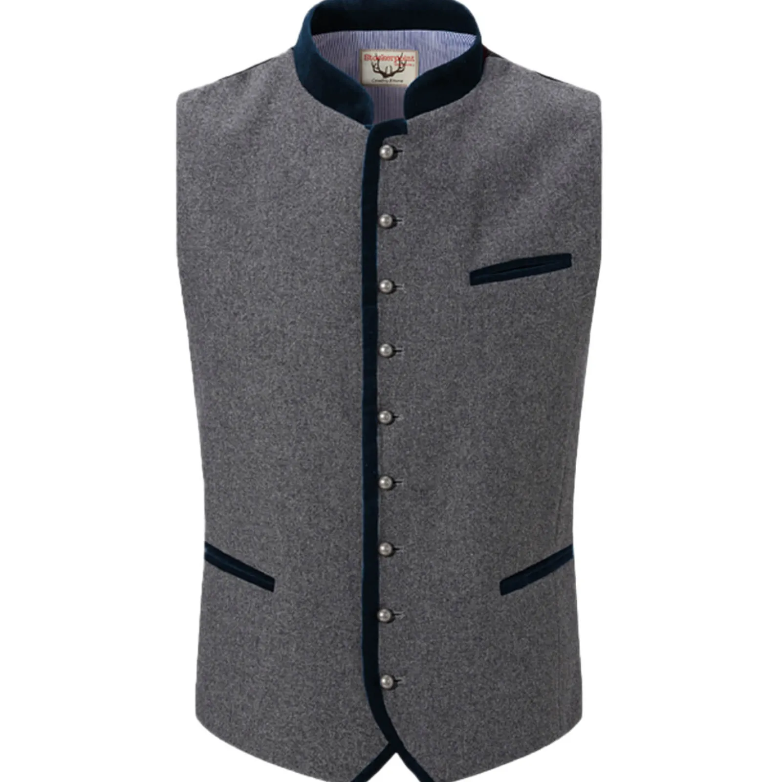 Zillertaler Trachtenwelt Herren Gilet "Alonso", Grau-Blau Flash Sale