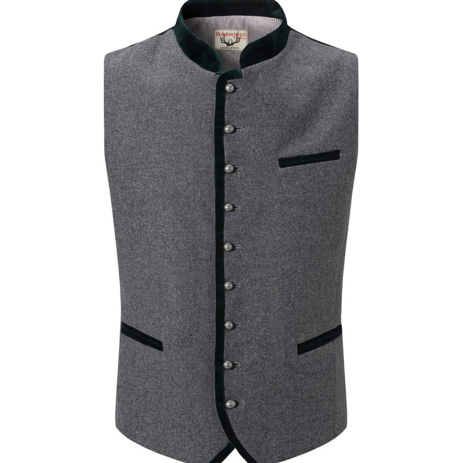 Zillertaler Trachtenwelt Herren Gilet "Alonso", -Grün Grau Cheap