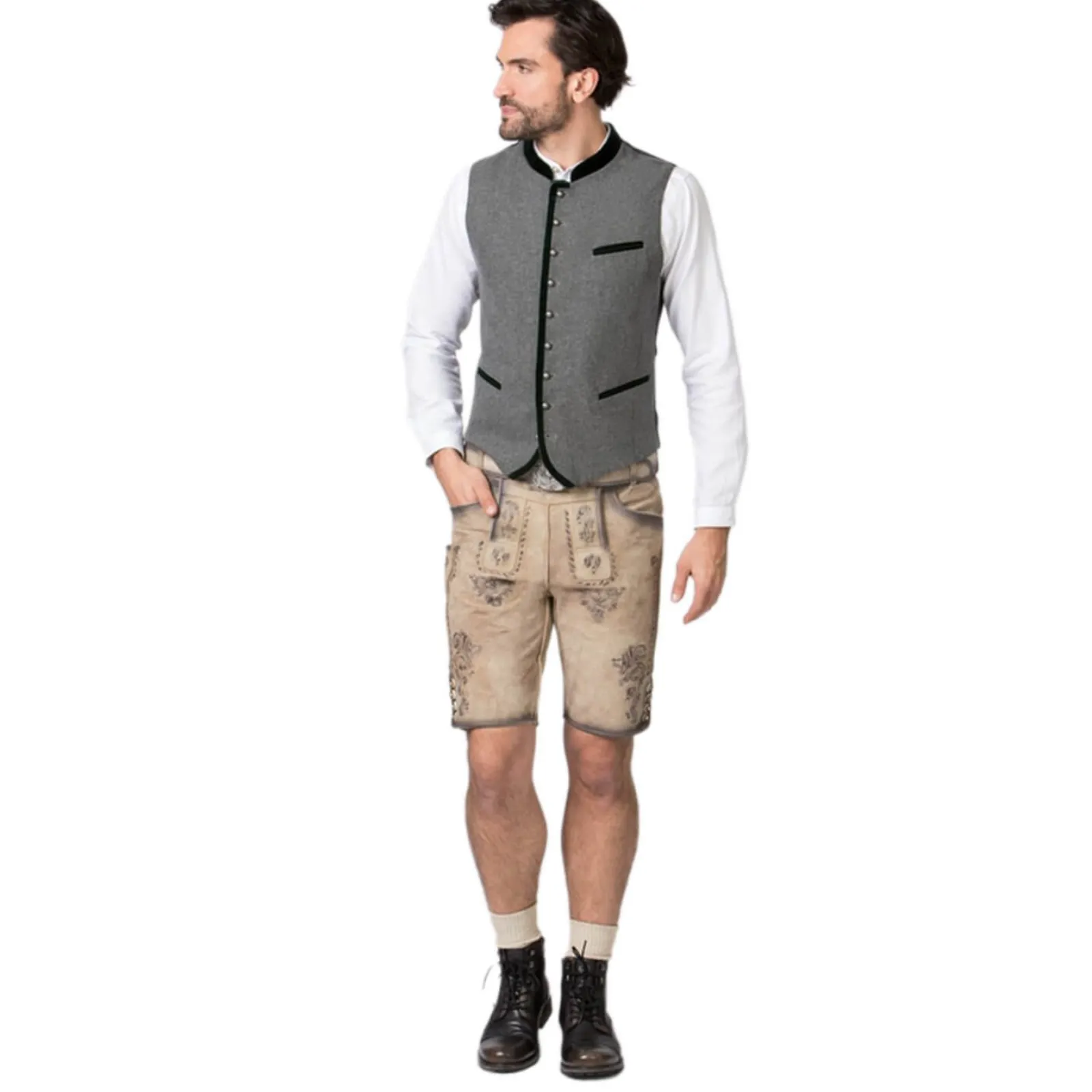 Zillertaler Trachtenwelt Herren Gilet "Alonso", -Grün Grau Cheap