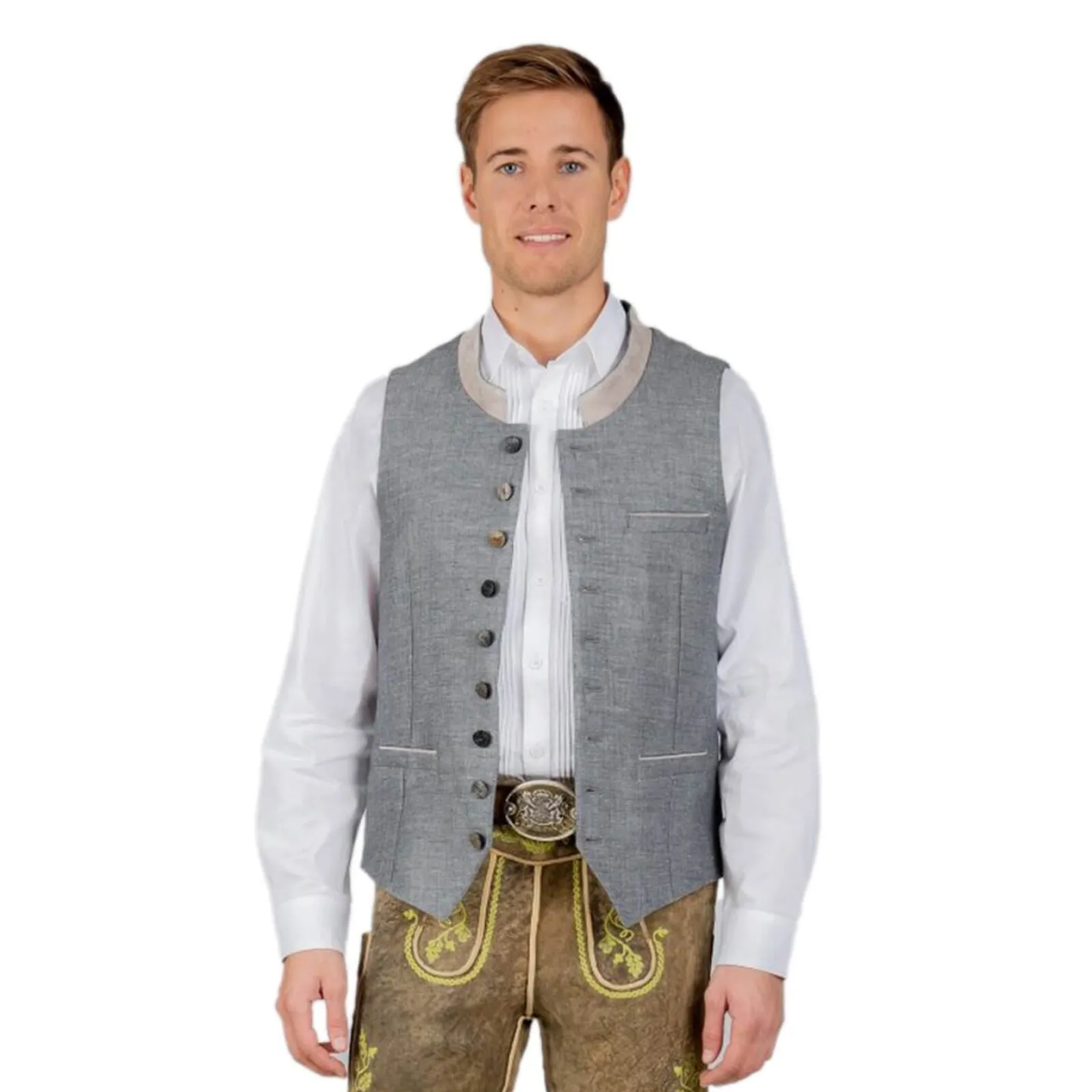 Zillertaler Trachtenwelt Herren Gilet "Domenico", Dunkel Grau Flash Sale