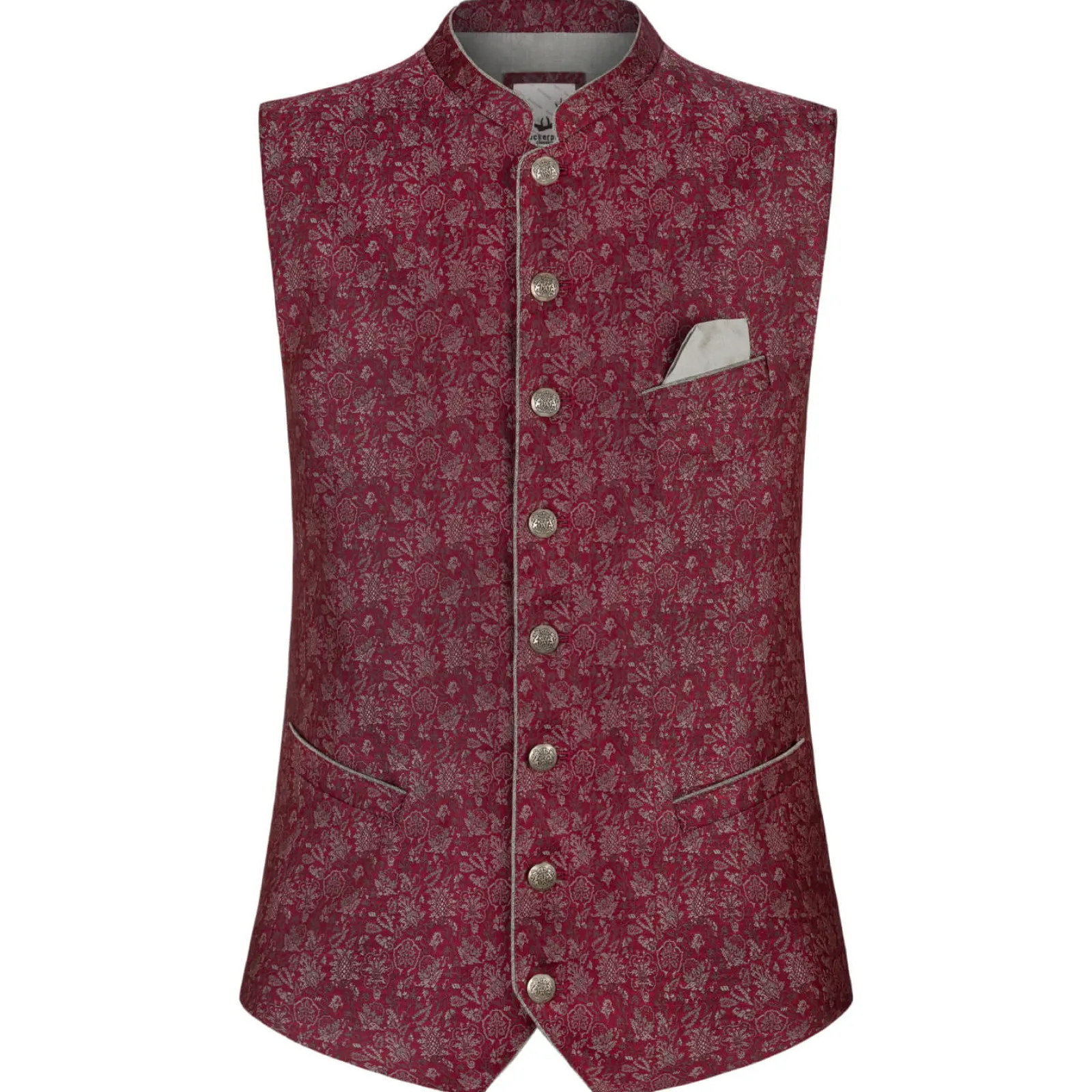 Zillertaler Trachtenwelt Herren Gilet "Edward", Bordeaux Rot Fashion