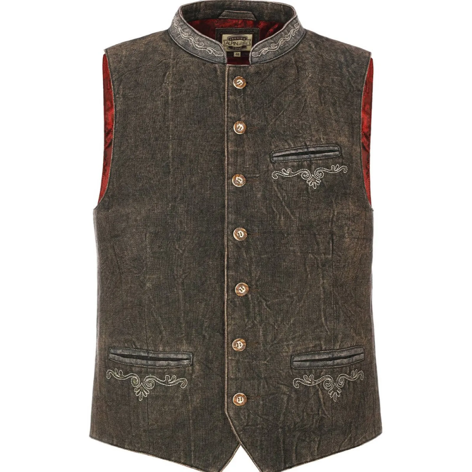 Zillertaler Trachtenwelt Herren Gilet "Henry", Stone Braun Discount