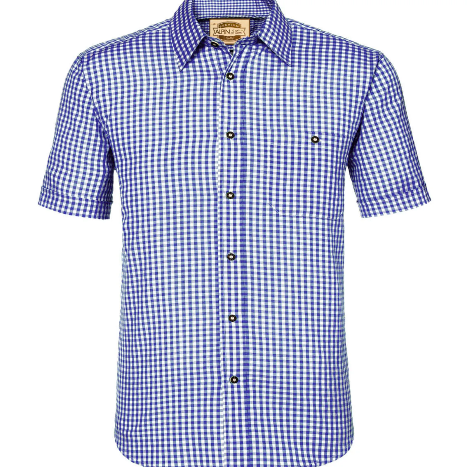 Zillertaler Trachtenwelt Herren Hemd "Chiemgau" Kurzarm, Blau Store