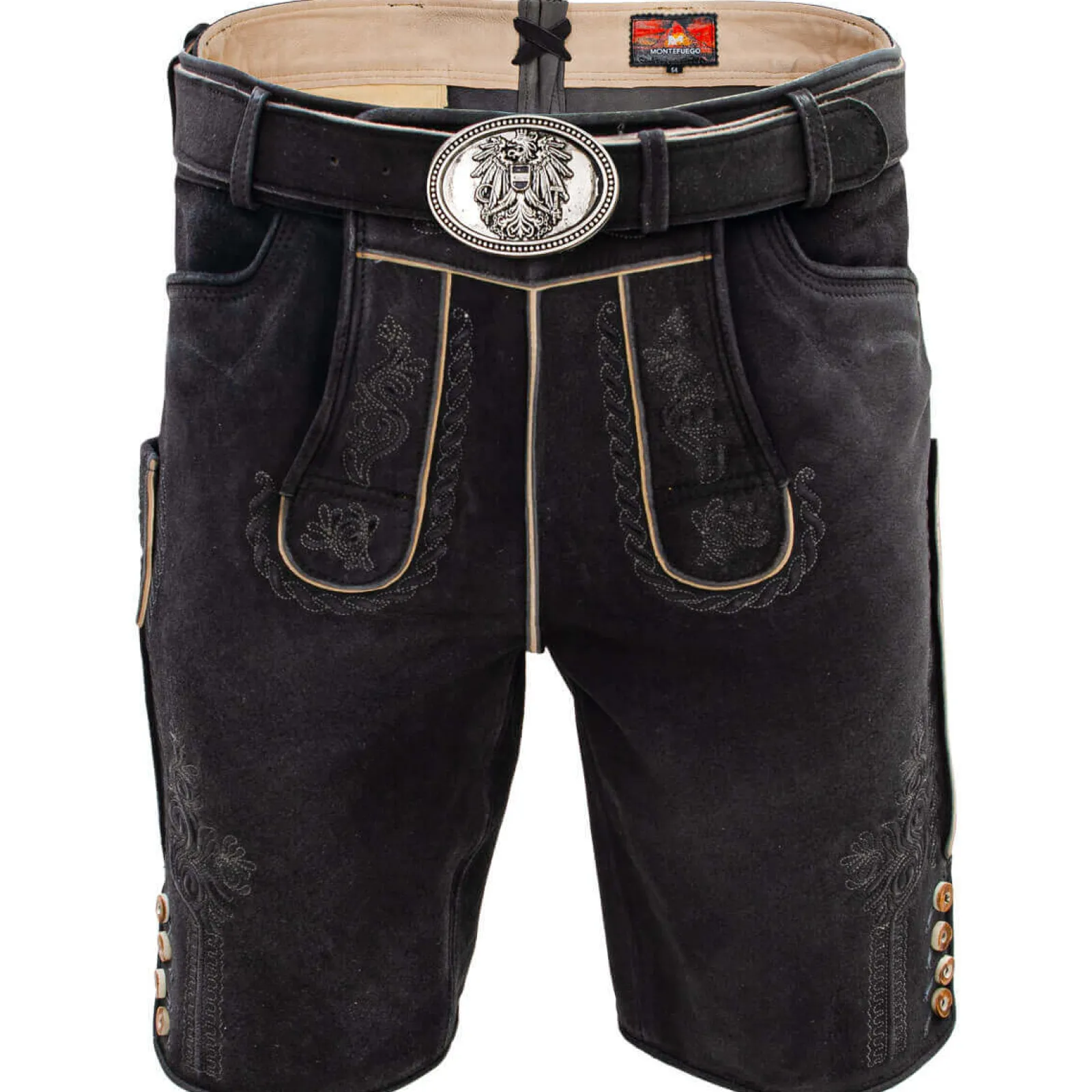 Zillertaler Trachtenwelt Herren Hirschlederhose "Hirschvogel", Anthrazit Grau Cheap