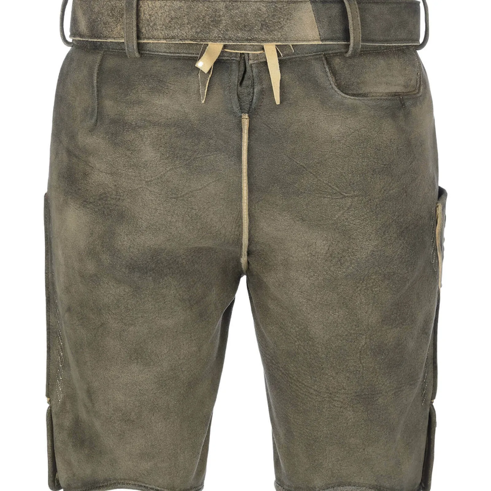 Zillertaler Trachtenwelt Herren Hirschlederhose "Hirschvogel", Grau- Braun Clearance