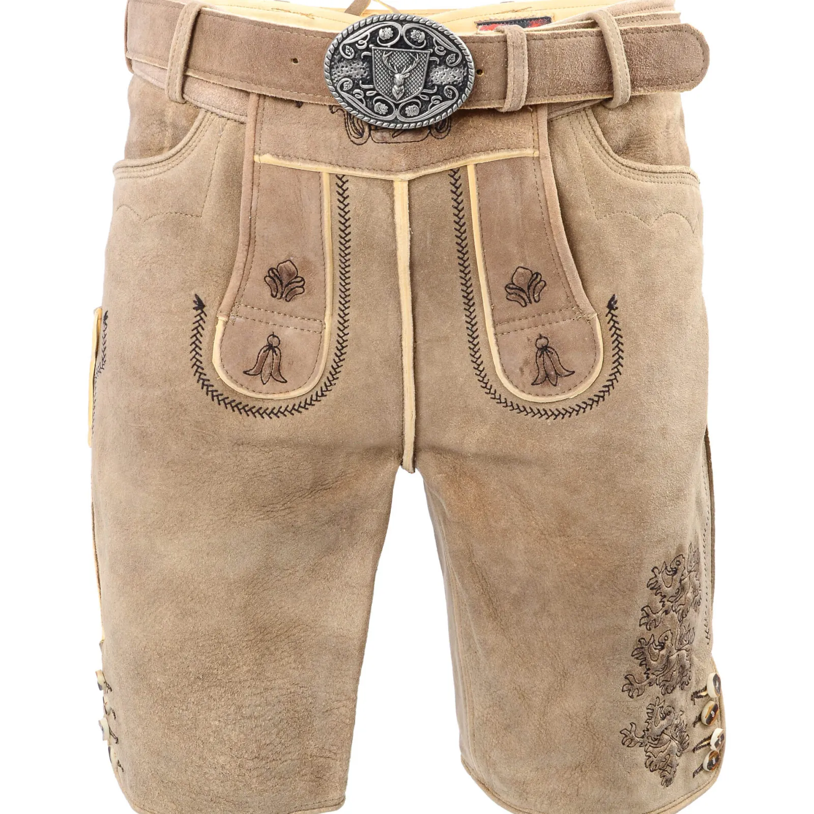 Zillertaler Trachtenwelt Herren Hirschlederhose "Kärnten", Hell Braun Hot