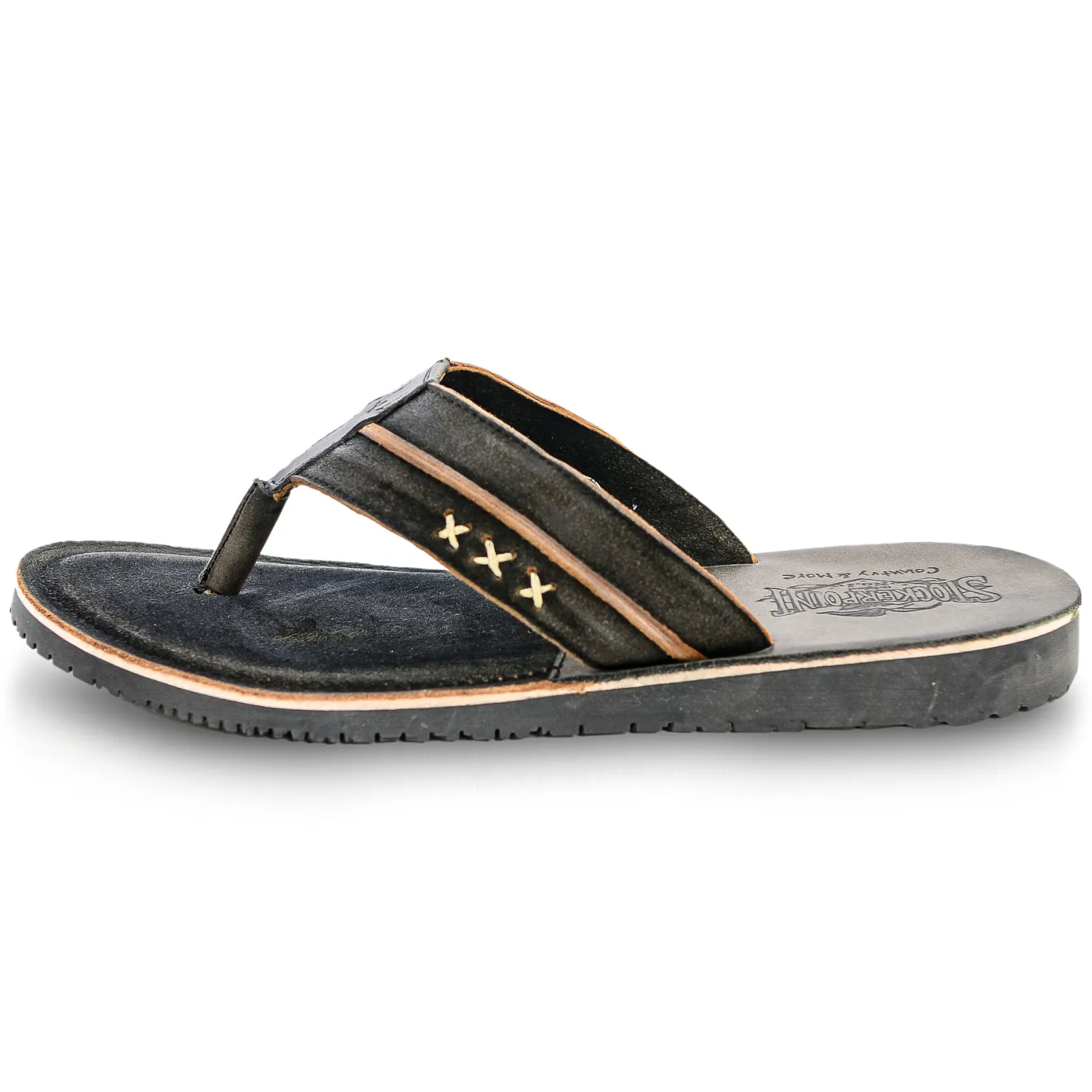 Zillertaler Trachtenwelt Herren Leder Flip Flop, Anthrazit Grau New