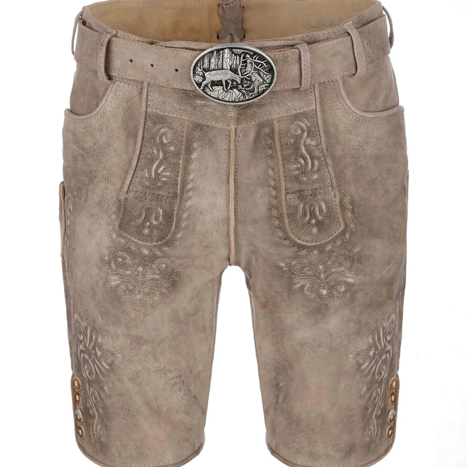 Zillertaler Trachtenwelt Herren Lederhose "Ludwig", Grau Flash Sale