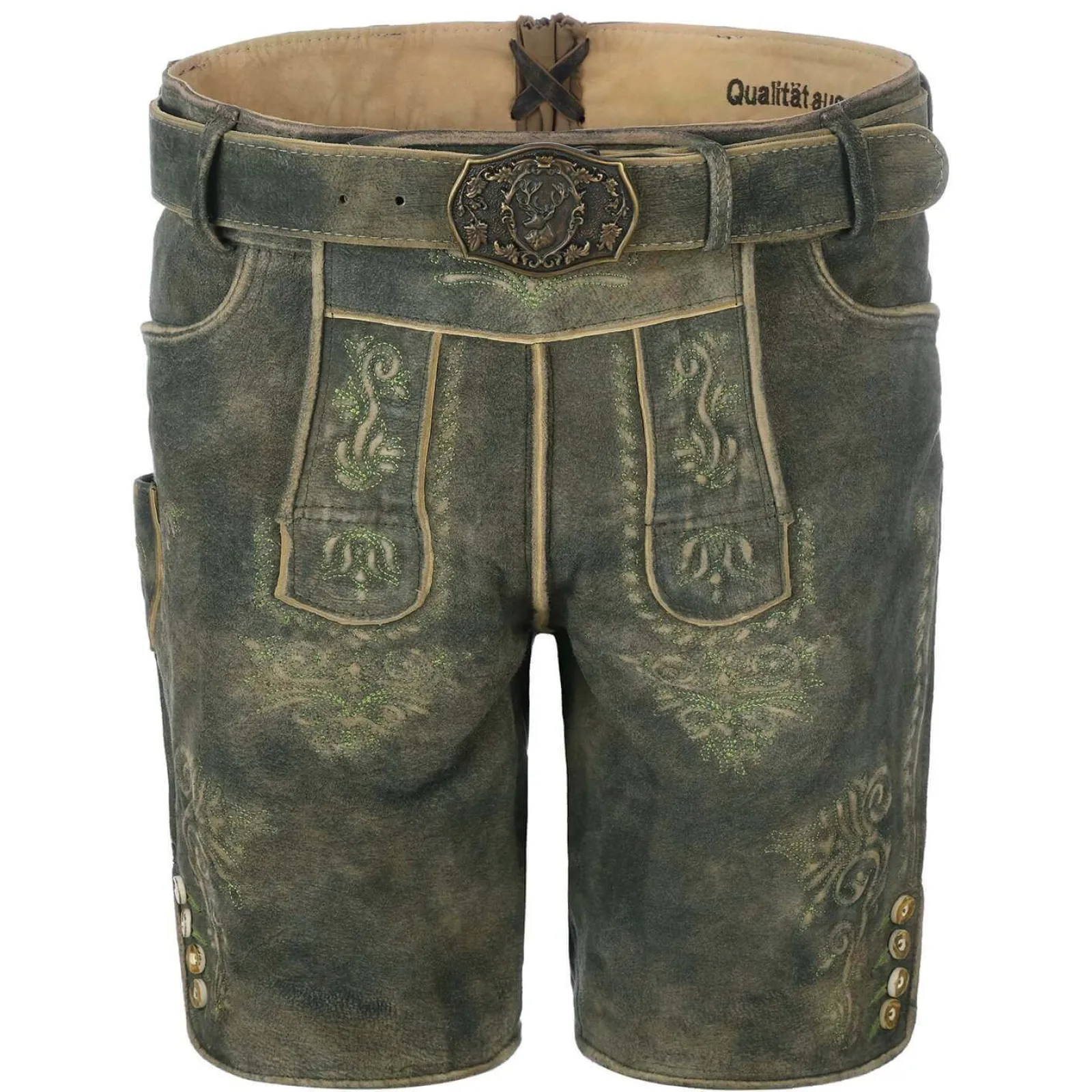 Zillertaler Trachtenwelt Herren Lederhose "Ludwig", Grün Fashion