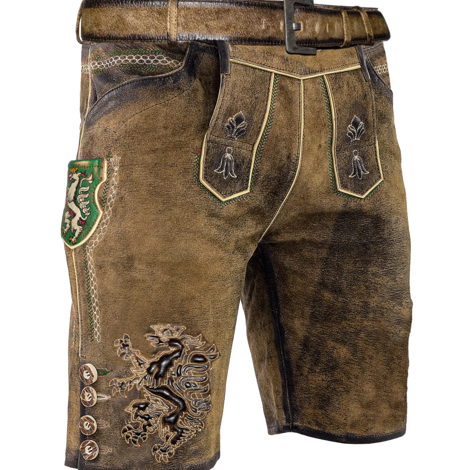 Zillertaler Trachtenwelt Herren Lederhose "Steiermark", Braun Sale