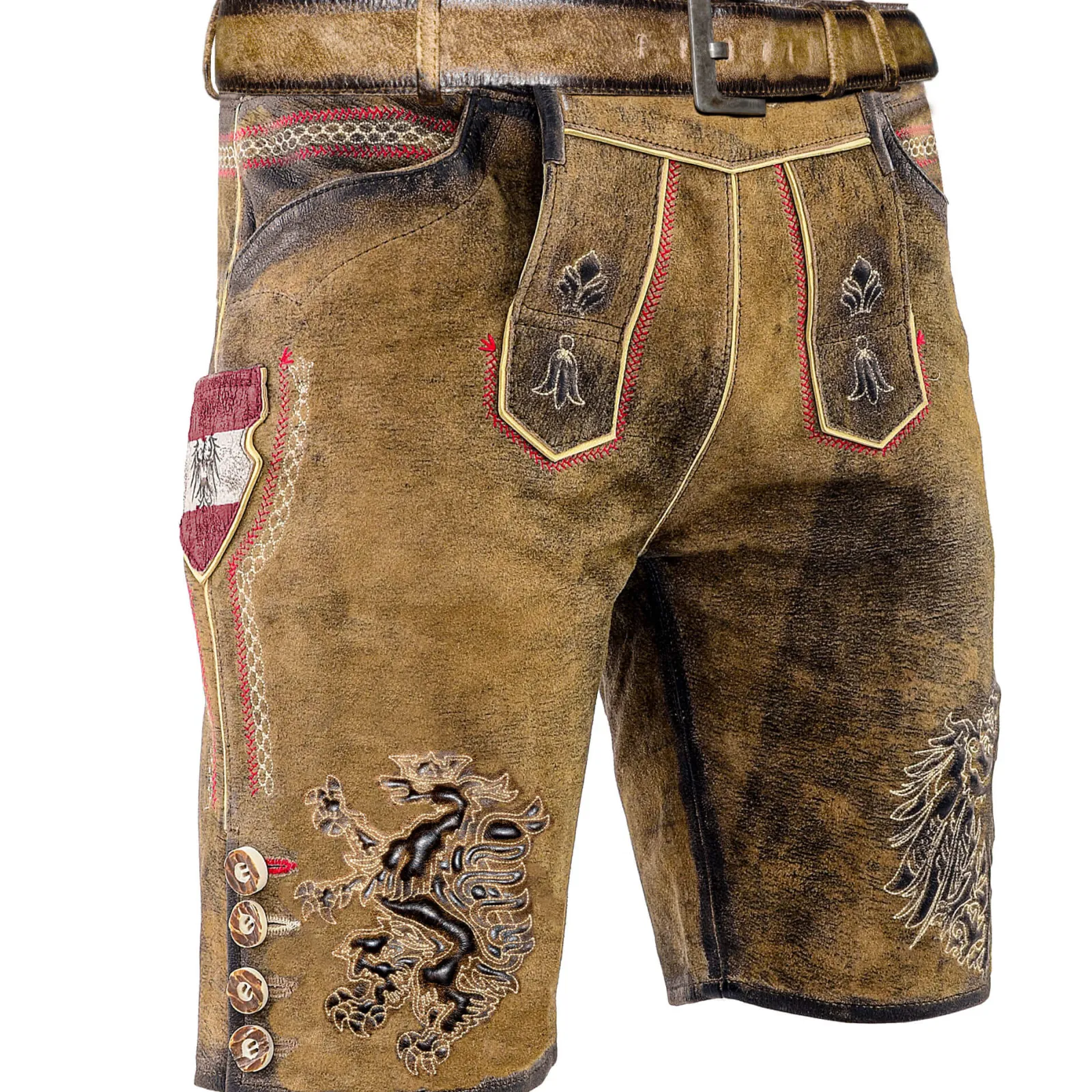 Zillertaler Trachtenwelt Herren Lederhose "Österreich", Braun Flash Sale