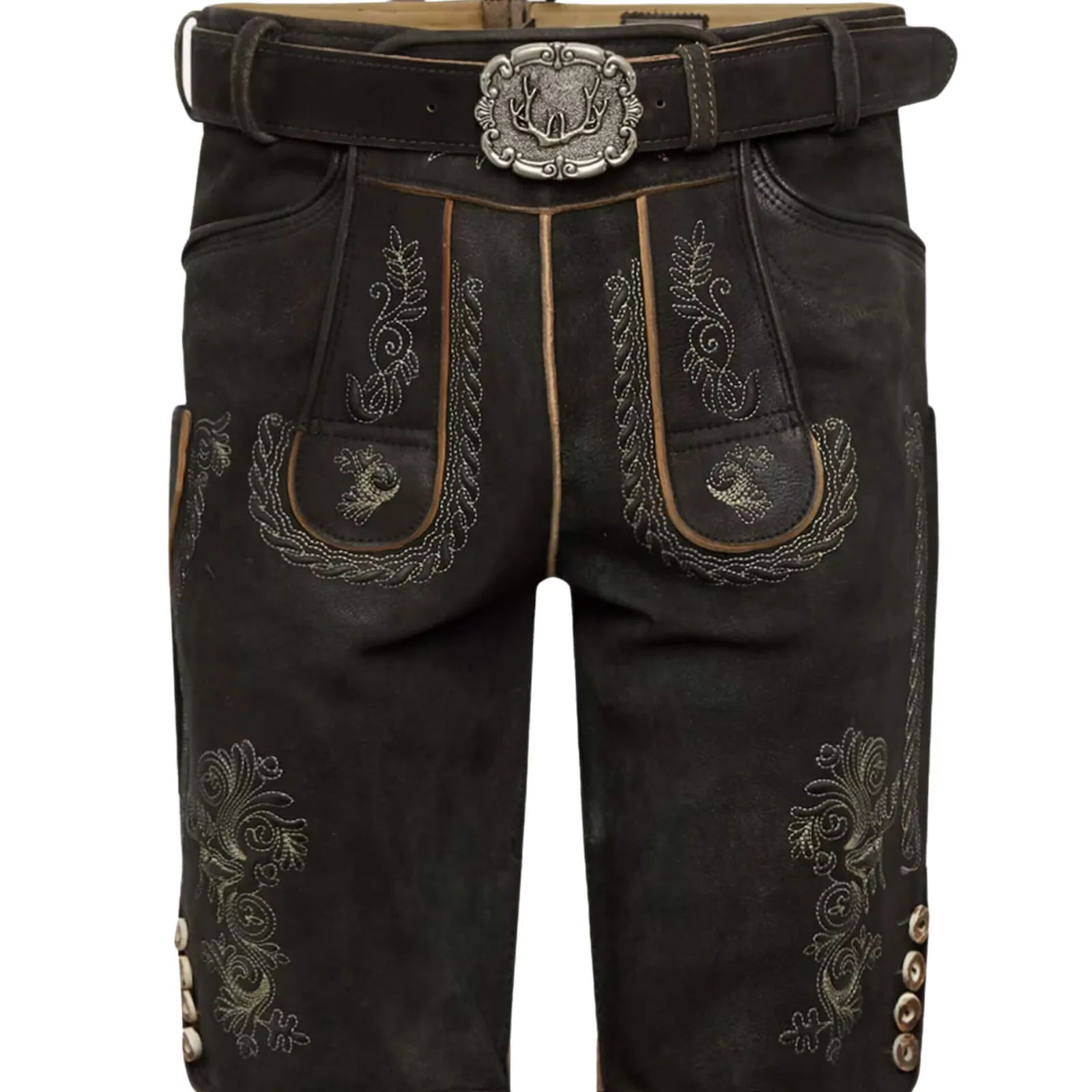 Zillertaler Trachtenwelt Herren Lederhose "Tommy", Graphit Grau Sale