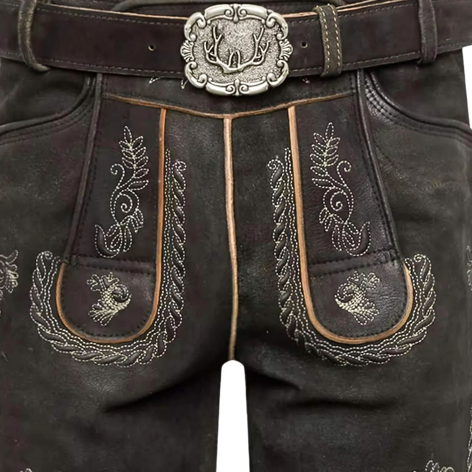 Zillertaler Trachtenwelt Herren Lederhose "Tommy", Graphit Grau Sale