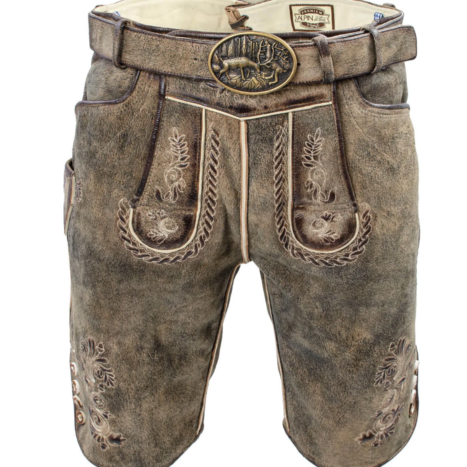 Zillertaler Trachtenwelt Herren Lederhose "Tommy", Hell Braun Shop