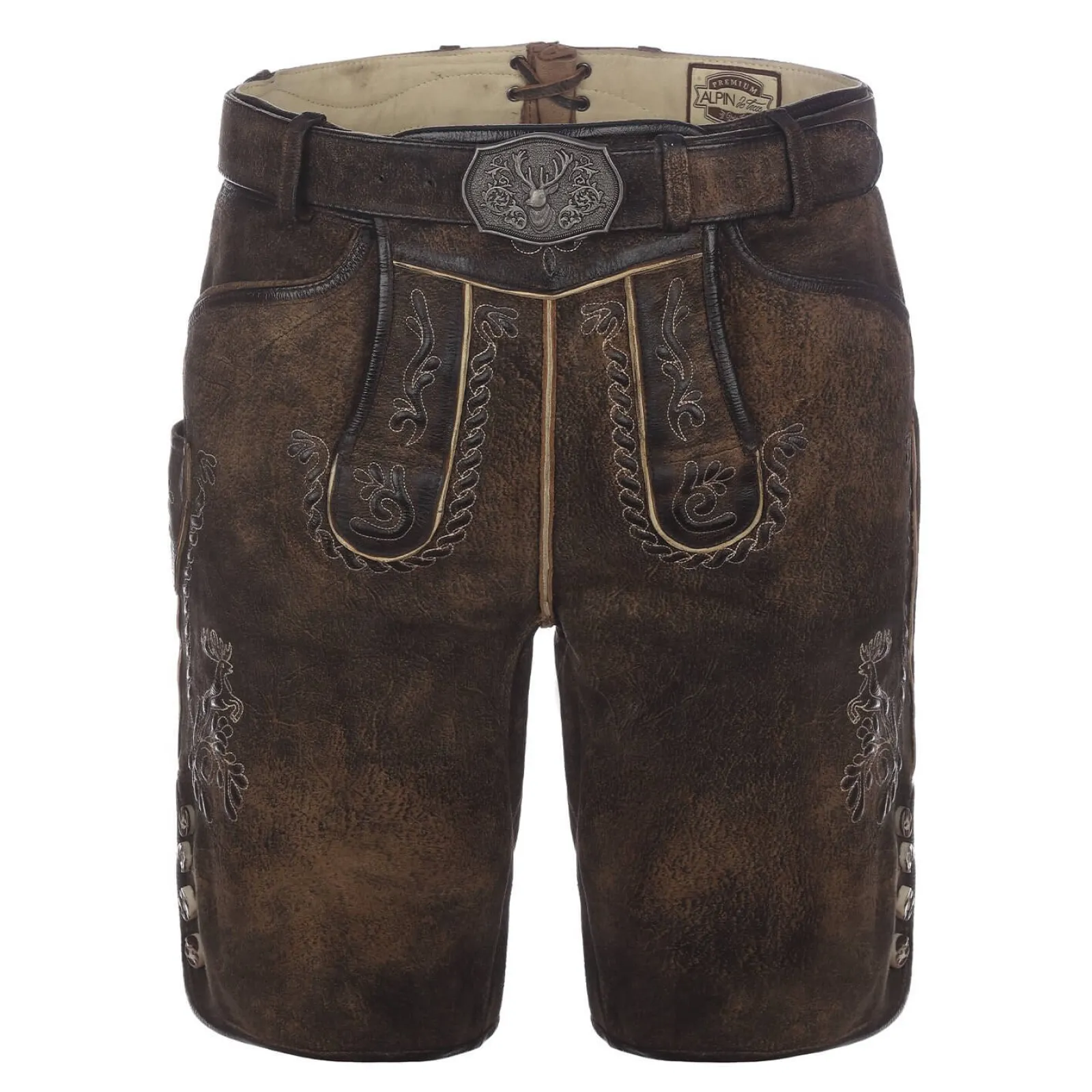 Zillertaler Trachtenwelt Herren Lederhose "Walden", Dunkel Braun Hot