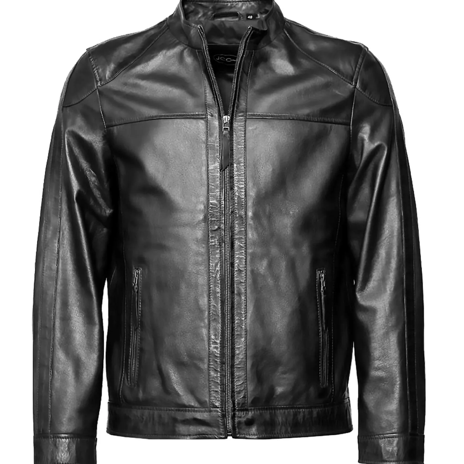 Zillertaler Trachtenwelt Herren Lederjacke aus echtem Lamm-Nappa, Schwarz Shop