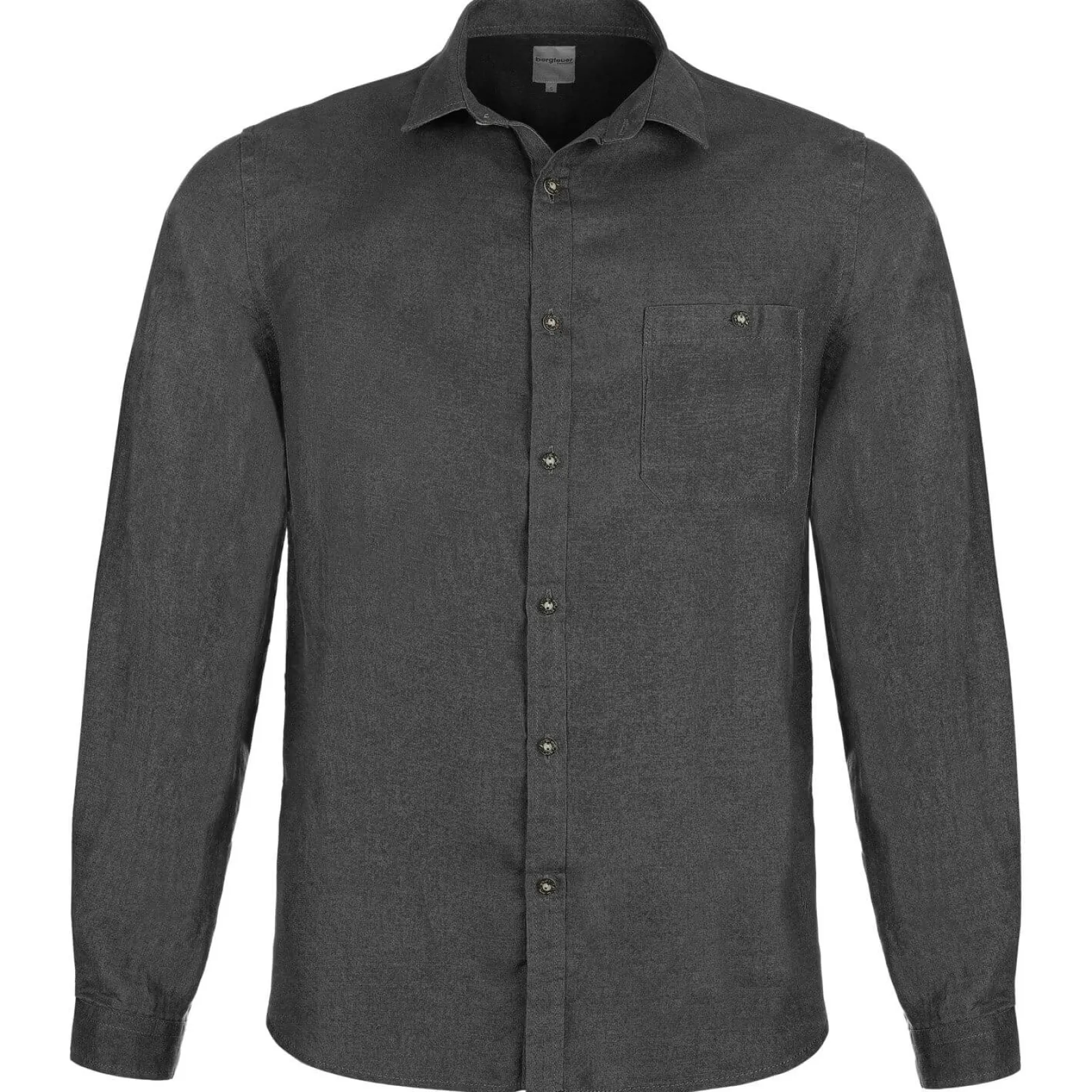 Zillertaler Trachtenwelt Herren Leinenhemd "Vincent", Anthrazit Grau New