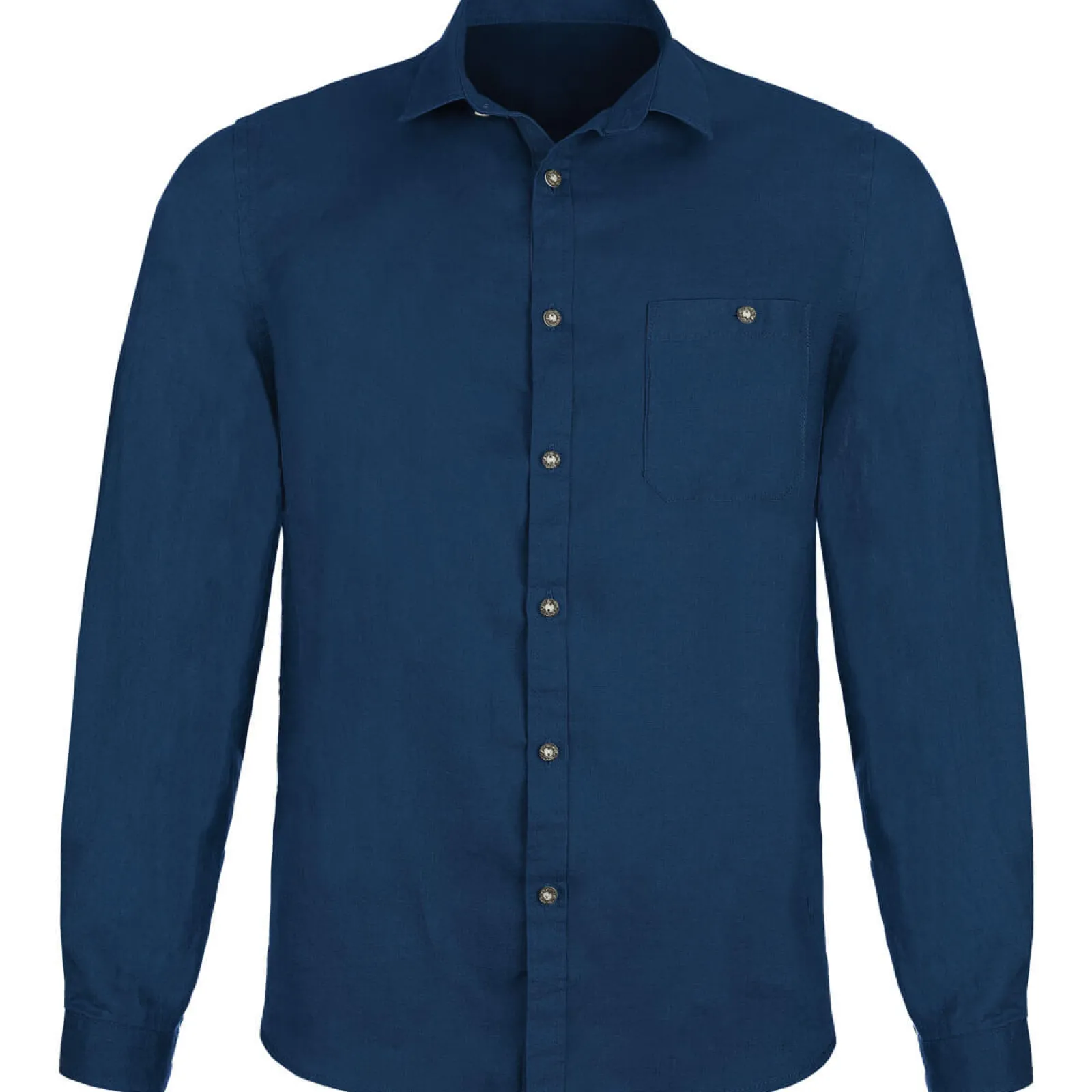 Zillertaler Trachtenwelt Herren Leinenhemd "Vincent", Dunkel Blau Cheap