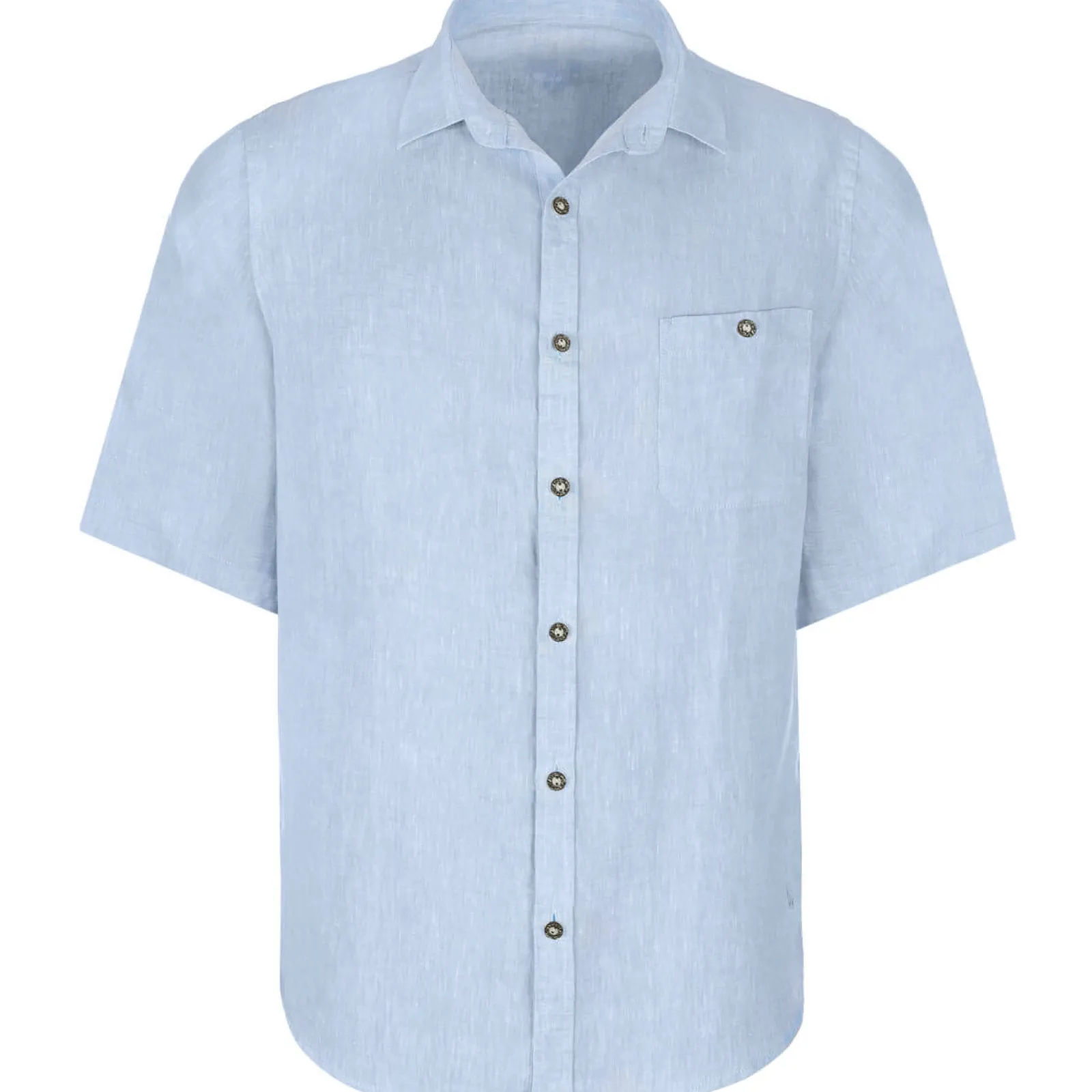 Zillertaler Trachtenwelt Herren Leinenhemd "Vincent" Kurzarm, Hell Blau Cheap