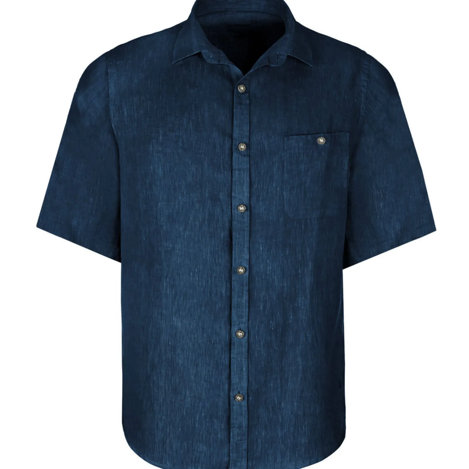 Zillertaler Trachtenwelt Herren Leinenhemd "Vincent" Kurzarm, Navy Blau Best Sale